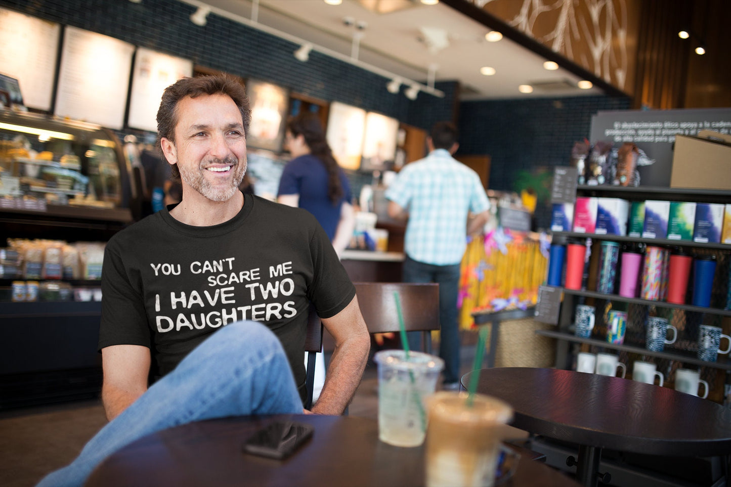 You Can't Scare Me I Have Two Daughters T-Shirt - Unisex Funny Mens 2 Daughters Dad Shirt - Vintage TShirt for Father's Day Christmas
