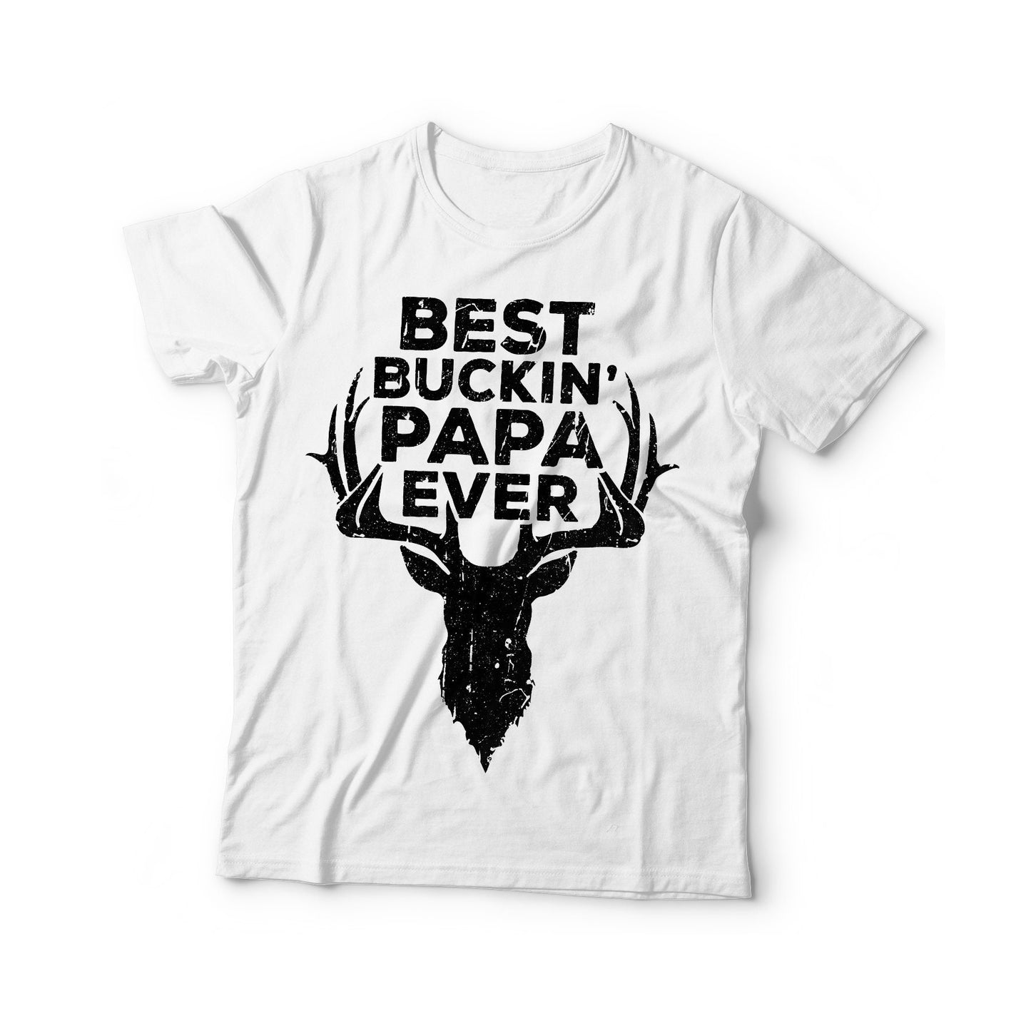 Best Buckin' Papa Ever T-Shirt - Unisex Funny Mens Uncle Grandpa Hunting Gift Shirt - Vintage Deer Hunter Dad TShirt for Father's Day