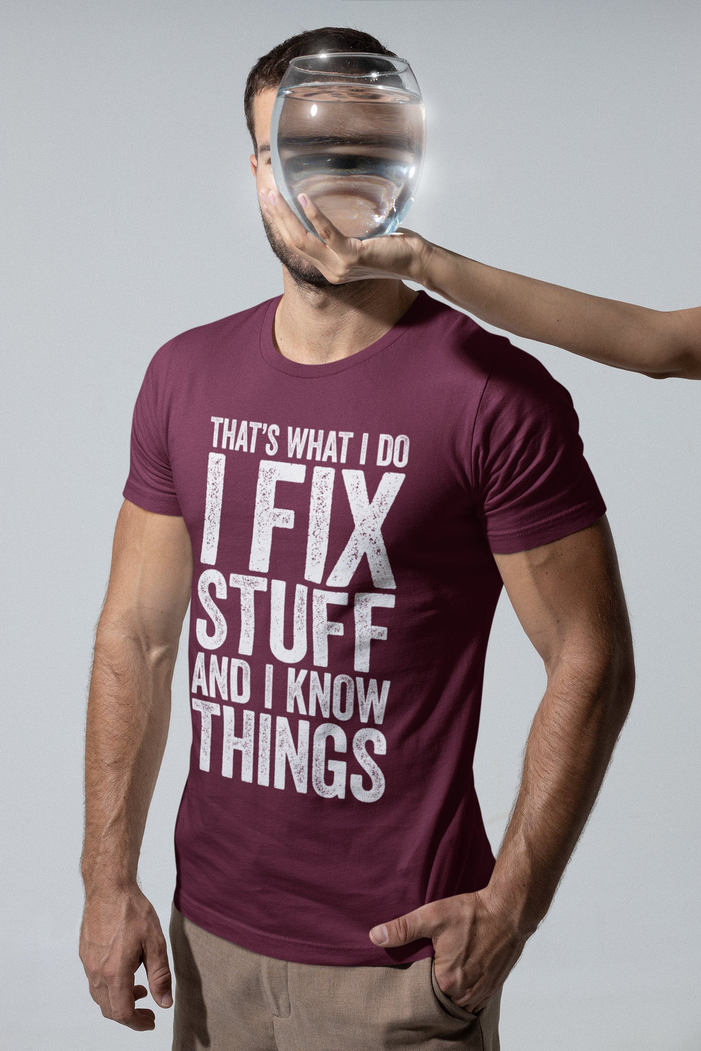 I Fix Stuff and I Know Things T-Shirt - Funny Mens Engineer Mechanic Shirt - Vintage Handyman Repairman Gift TShirt for Birthday