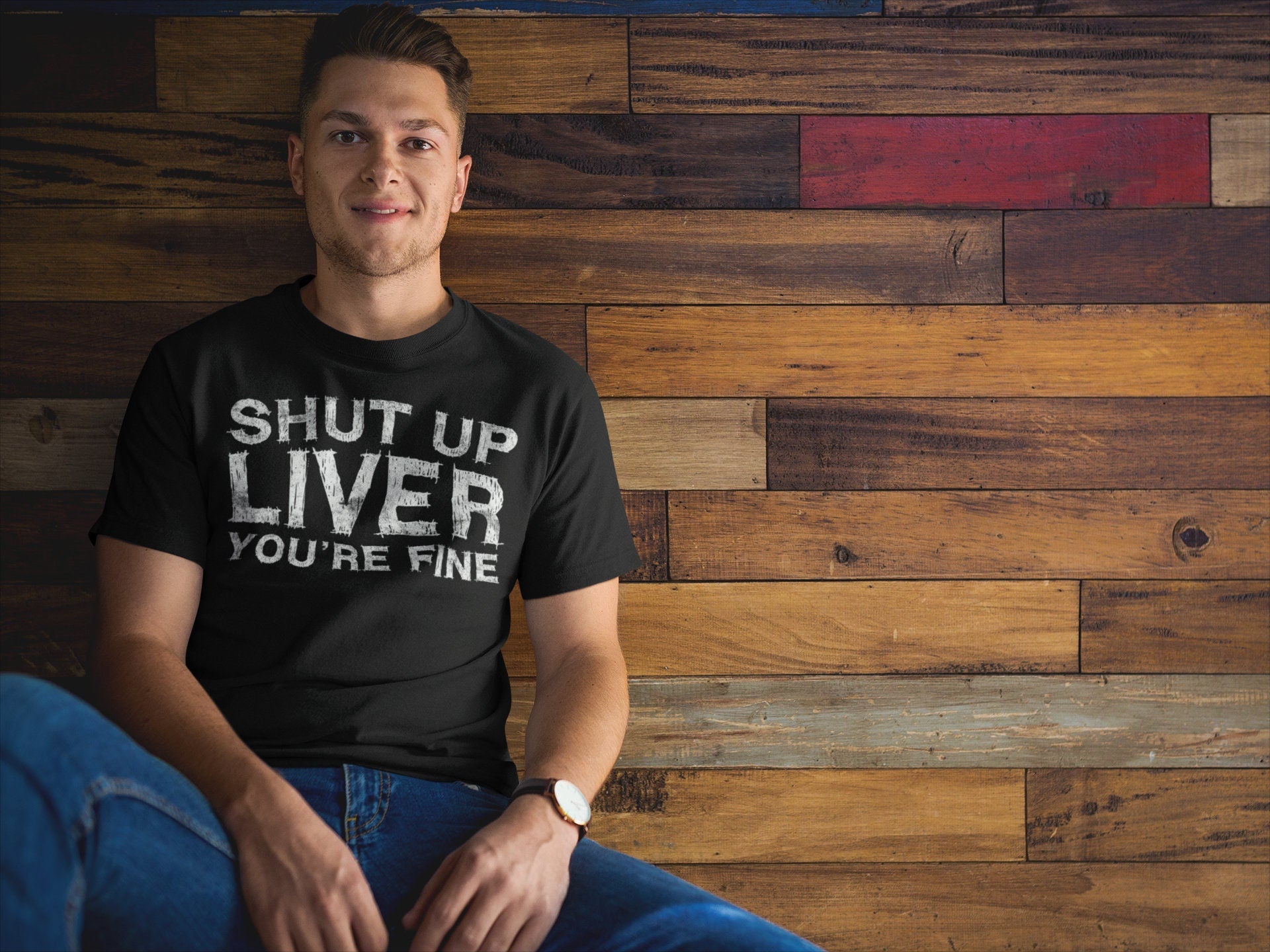 Shut Up Liver You're Fine T-Shirt - Unisex Funny Mens Bar Drinking Shirt - Craft Beer TShirt Gift for Father's Day Christmas Birthday