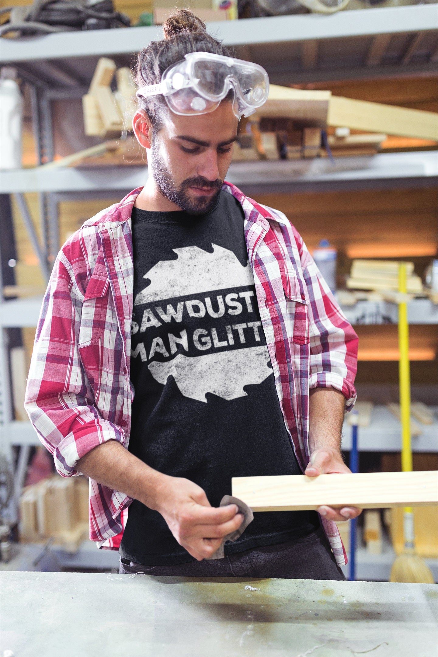 Sawdust Is A Man Glitter T-Shirt - Funny Woodworking Dad Grandpa Shirt - Vintage Carpenter Woodworker TShirt for Father's Day & Christmas