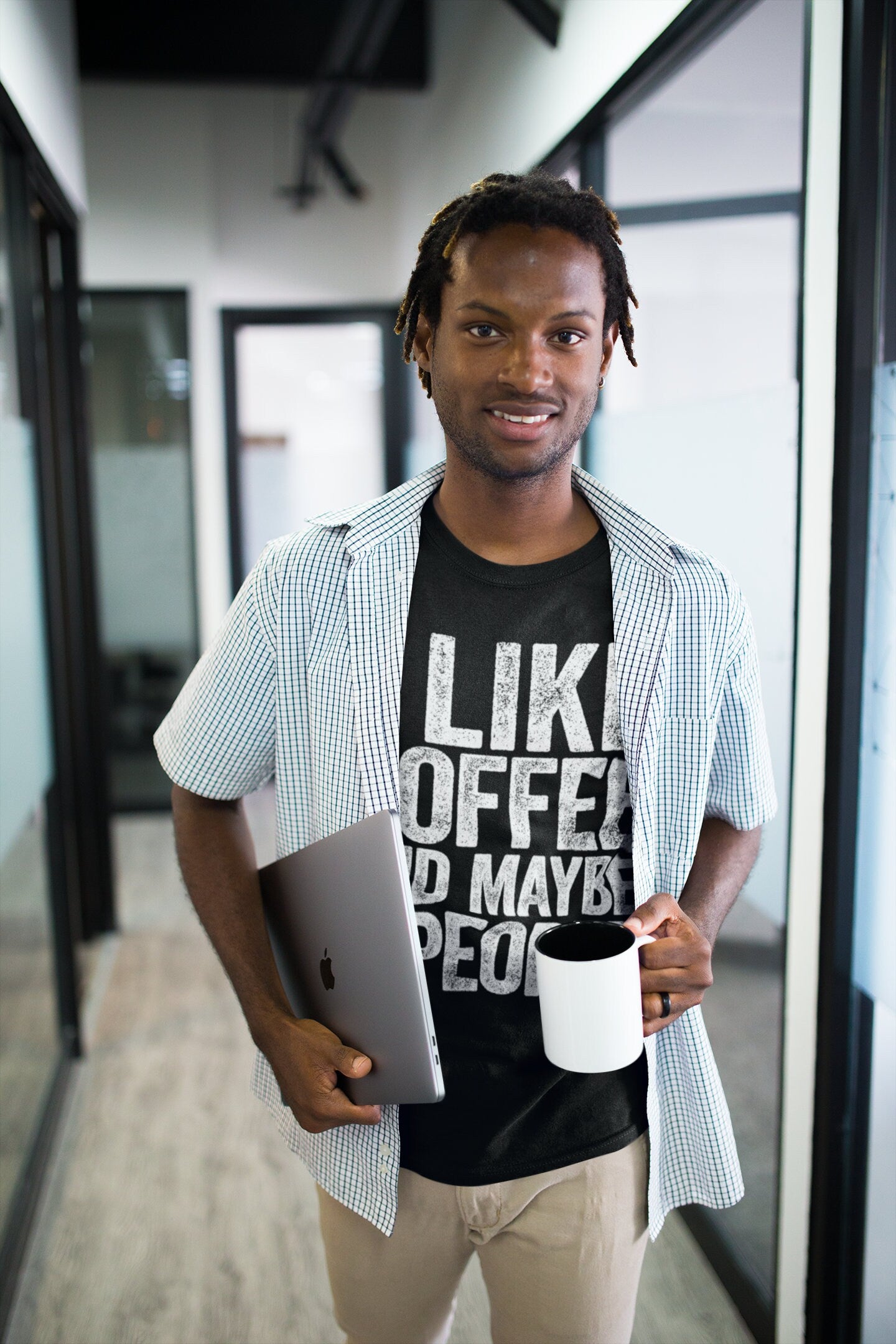 I Like Coffee And Maybe 3 People T-Shirt Unisex Funny Mens Sarcastic Shirt Coffee Lover Gift TShirt for Father's Day Christmas Birthday