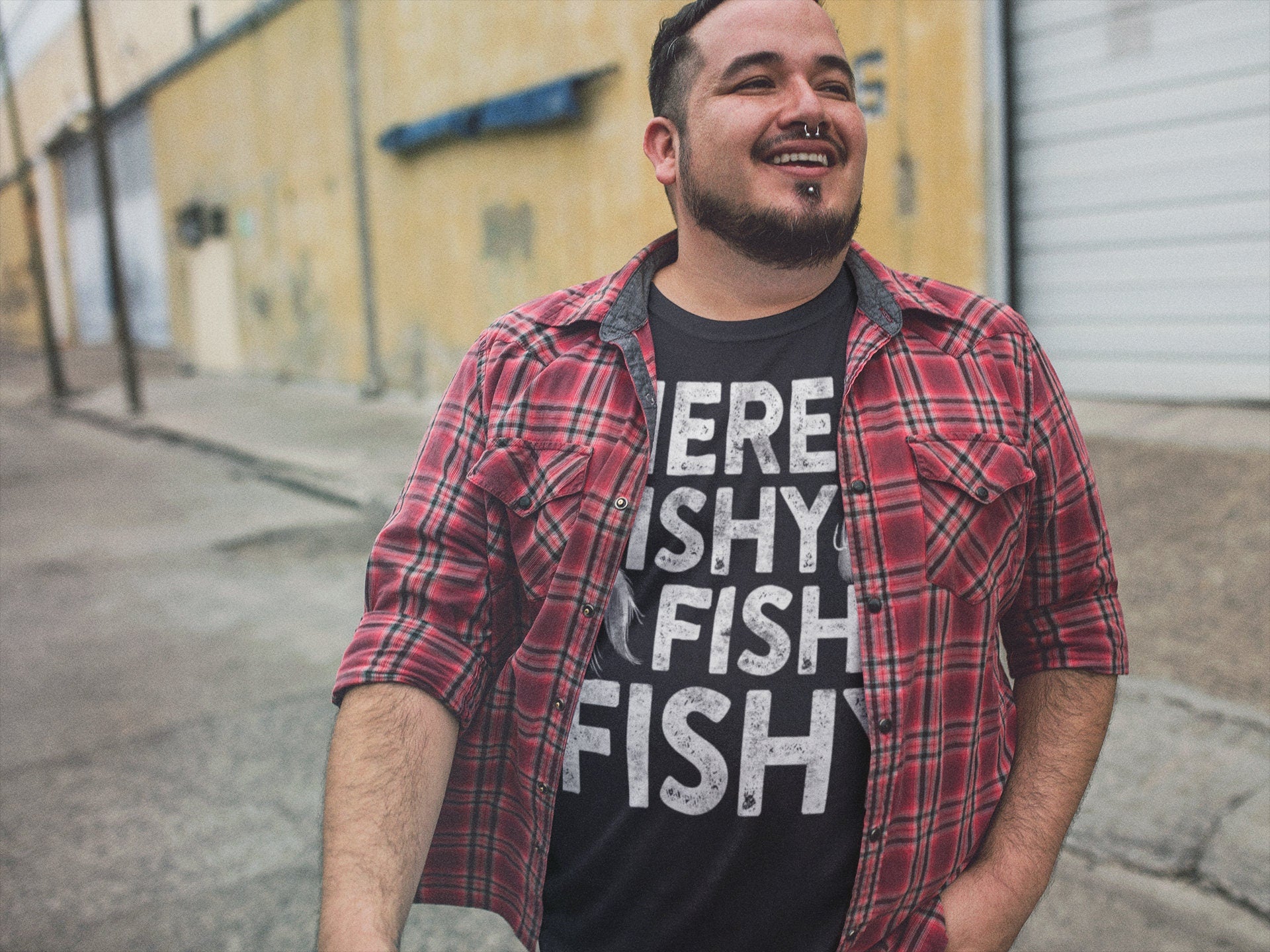 Here Fishy Fishy Fishy T-Shirt Unisex Funny Mens Fishing Shirt Fisherman Gift TShirt for Father's Day Christmas Birthday