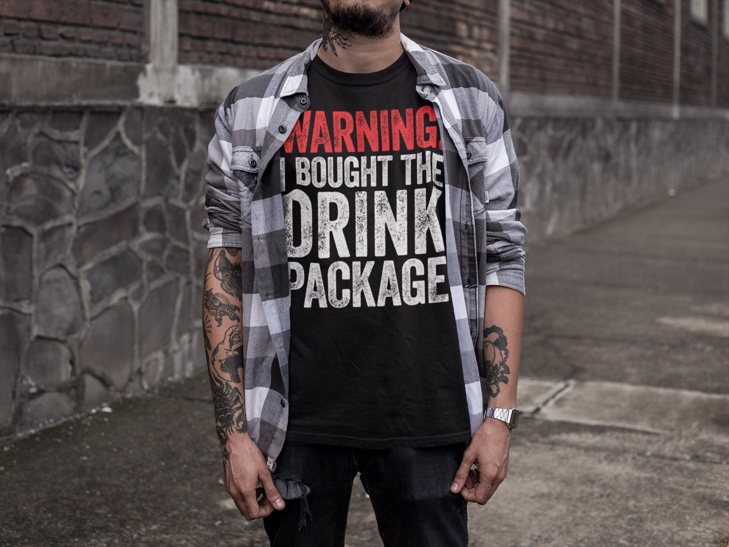 Warning I Bought The Drink Package T-Shirt - Unisex Funny Mens Cruise Drinking Shirt - Beer TShirt Gift for Father's Day Christmas Birthday