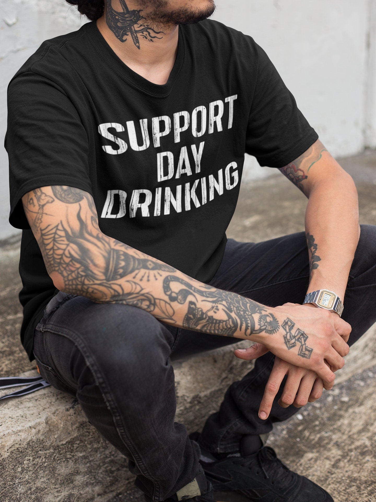 Support Day Drinking T-Shirt - Unisex Funny Mens Cruise Drinking Shirt - Beer Lover TShirt Gift for Father's Day Christmas Birthday