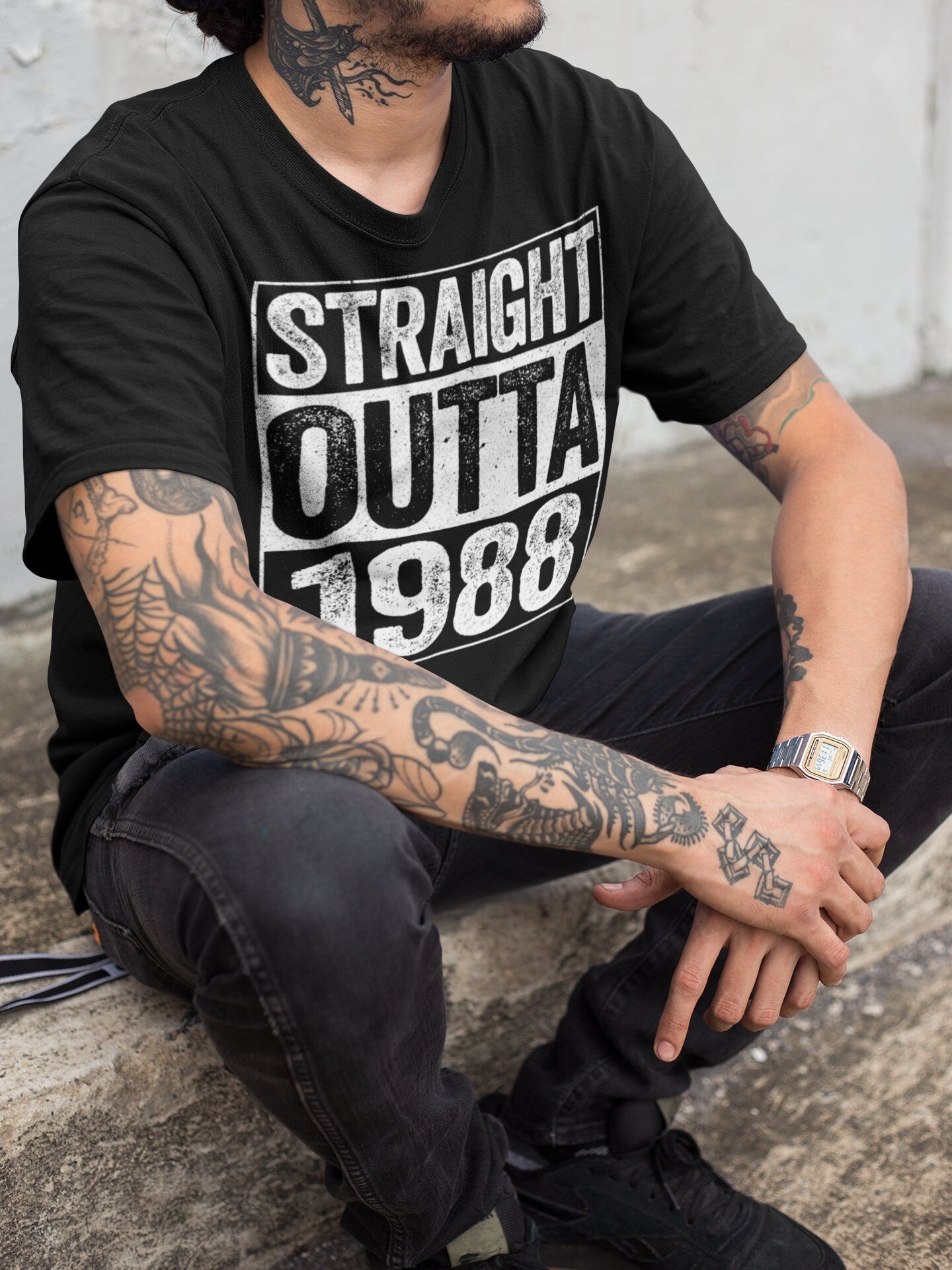 Straight Outta 1988 T-Shirt - Unisex Funny 37 AF Mens 37th Birthday Shirt - Born in 1988 Gift Vintage TShirt for Father's Day Christmas