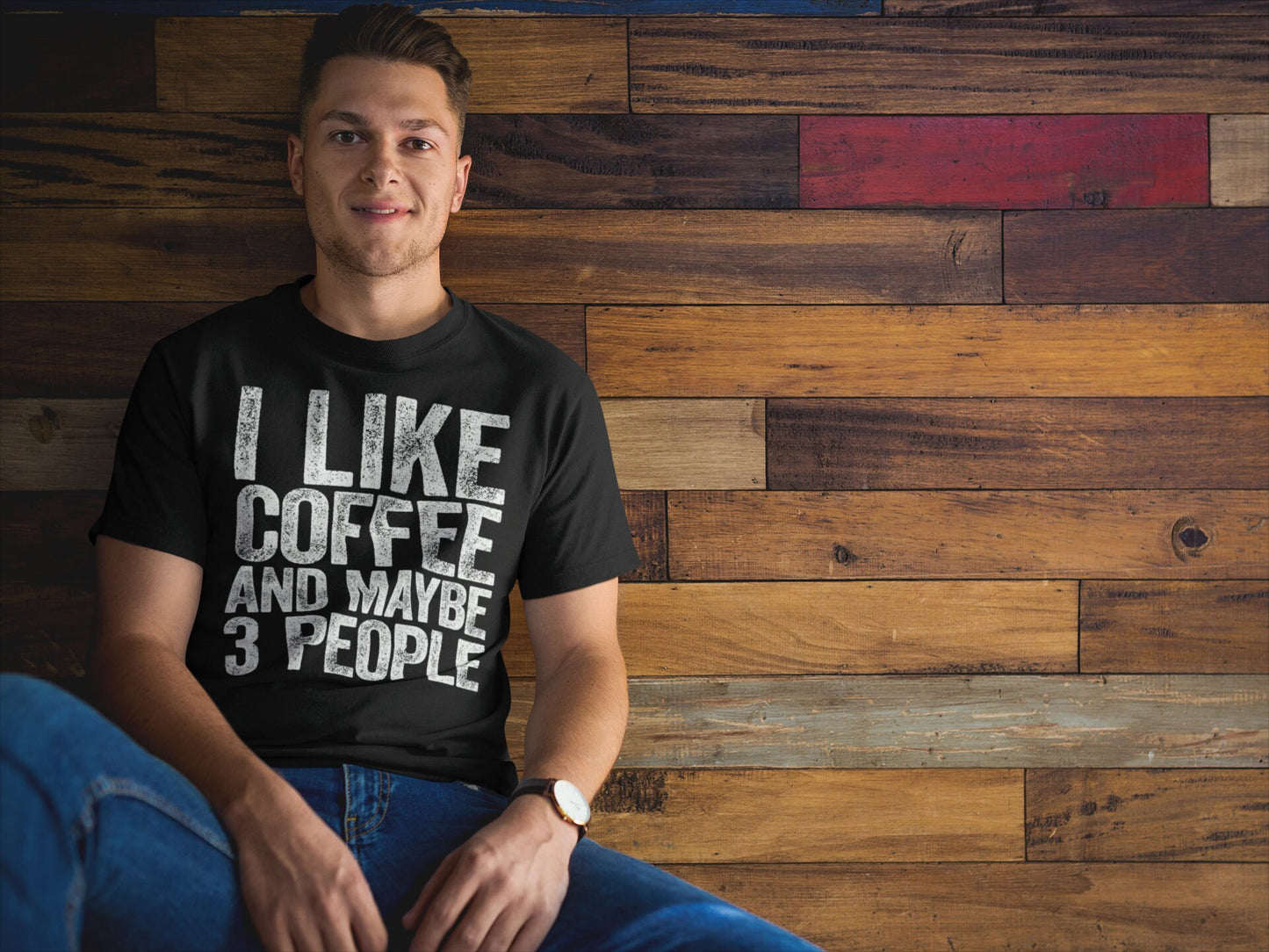 I Like Coffee And Maybe 3 People T-Shirt Unisex Funny Mens Sarcastic Shirt Coffee Lover Gift TShirt for Father's Day Christmas Birthday