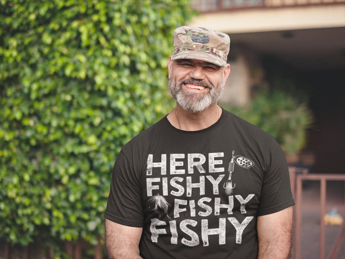 Here Fishy Fishy Fishy T-Shirt Unisex Funny Mens Fishing Shirt Fisherman Gift TShirt for Father's Day Christmas Birthday