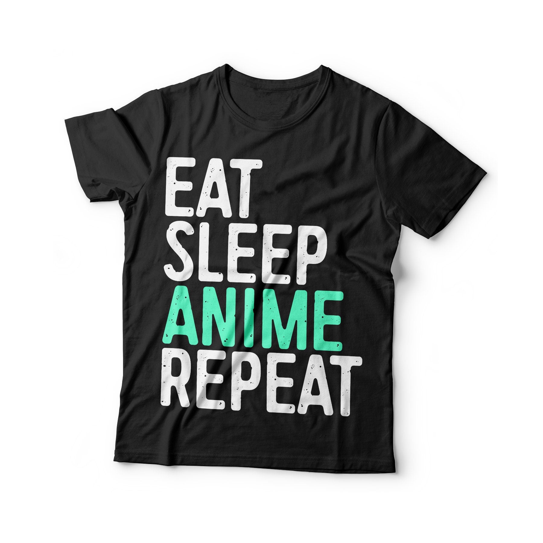 Eat Sleep Anime Repeat T-Shirt - Unisex Funny Mens Japan Animation Shirt - Japanese Art Anime Lover Gift TShirt for Christmas Day & Birthday