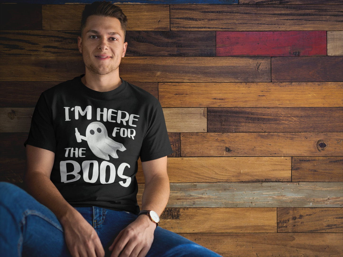 I'm Here For The Boos T-Shirt - Unisex Mens Halloween I'm Just Here For The Boos Tee Shirt - Ghost Beer Gift TShirt Happy Halloween Day 2025