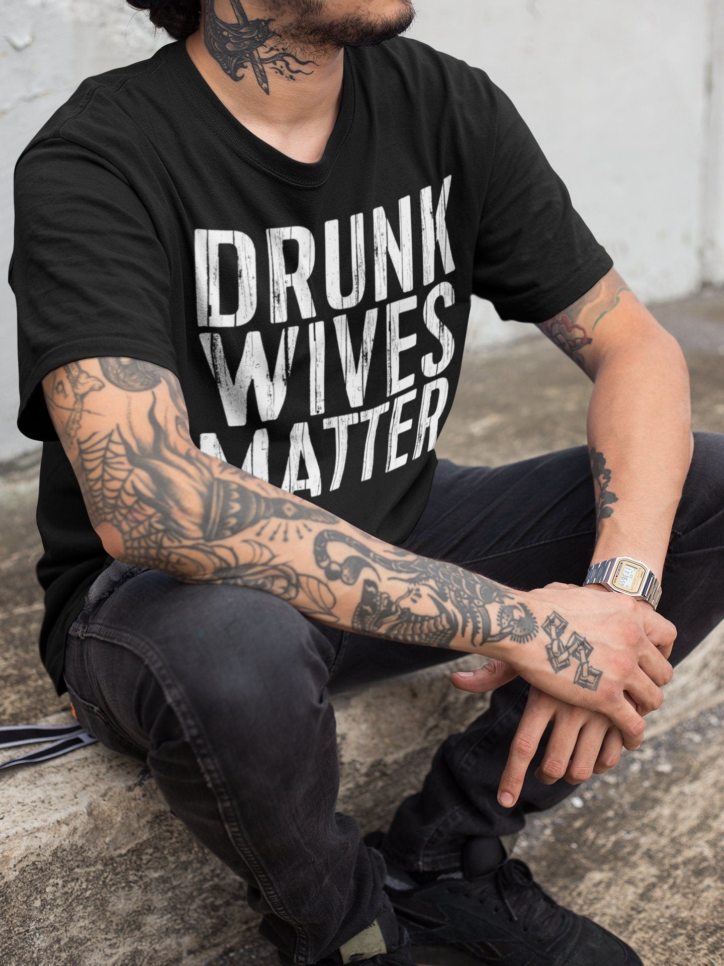 Drunk Wives Matter T-Shirt - Unisex Funny Mens Drinking Shirt - Friends Alcohol TShirt Gift for Father's Day Christmas Birthday