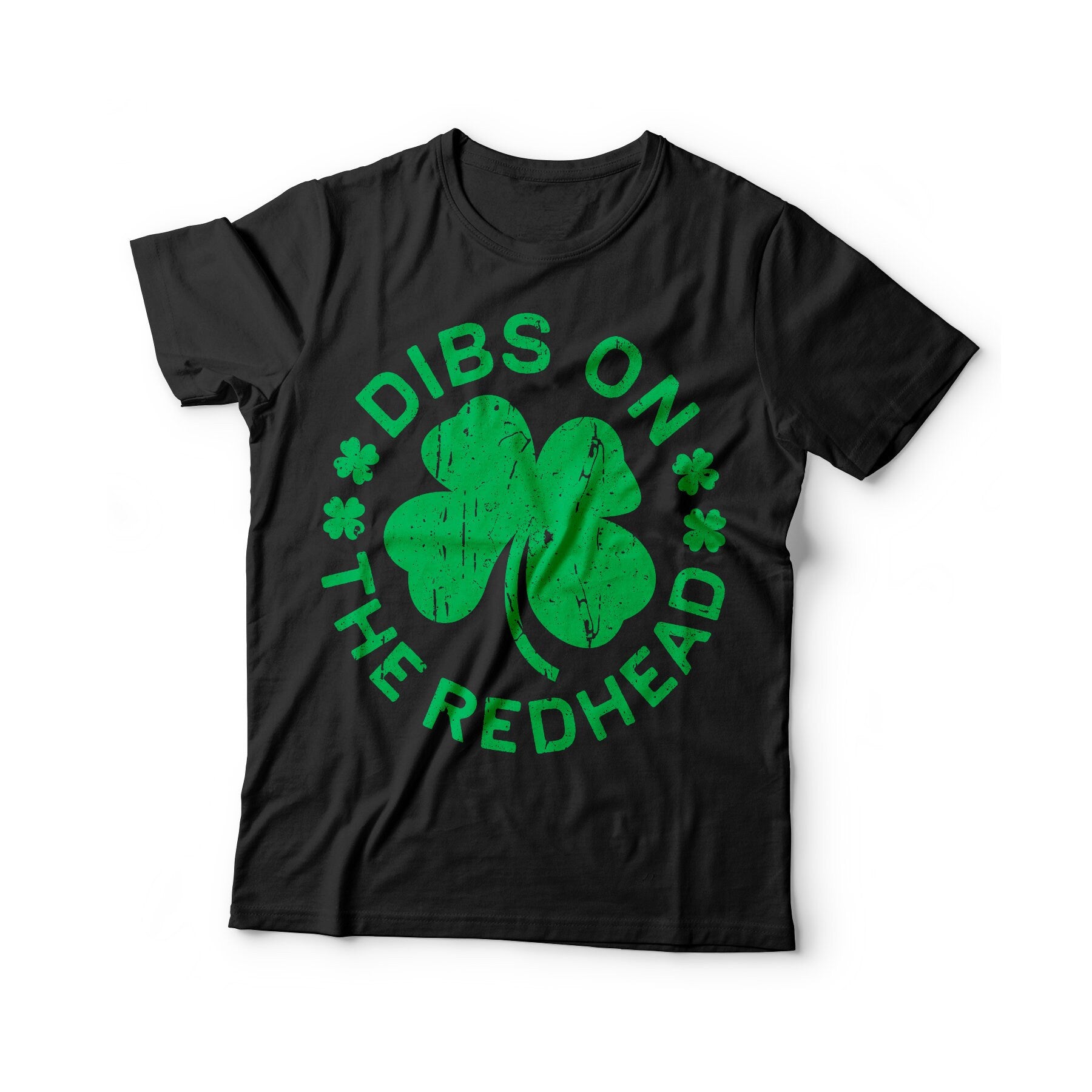 Dibs On The Redhead T-Shirt - Unisex Funny Mens Distressed Shamrock Shirt - Vintage Green Irish TShirt Gift for St Patrick's Day 2025