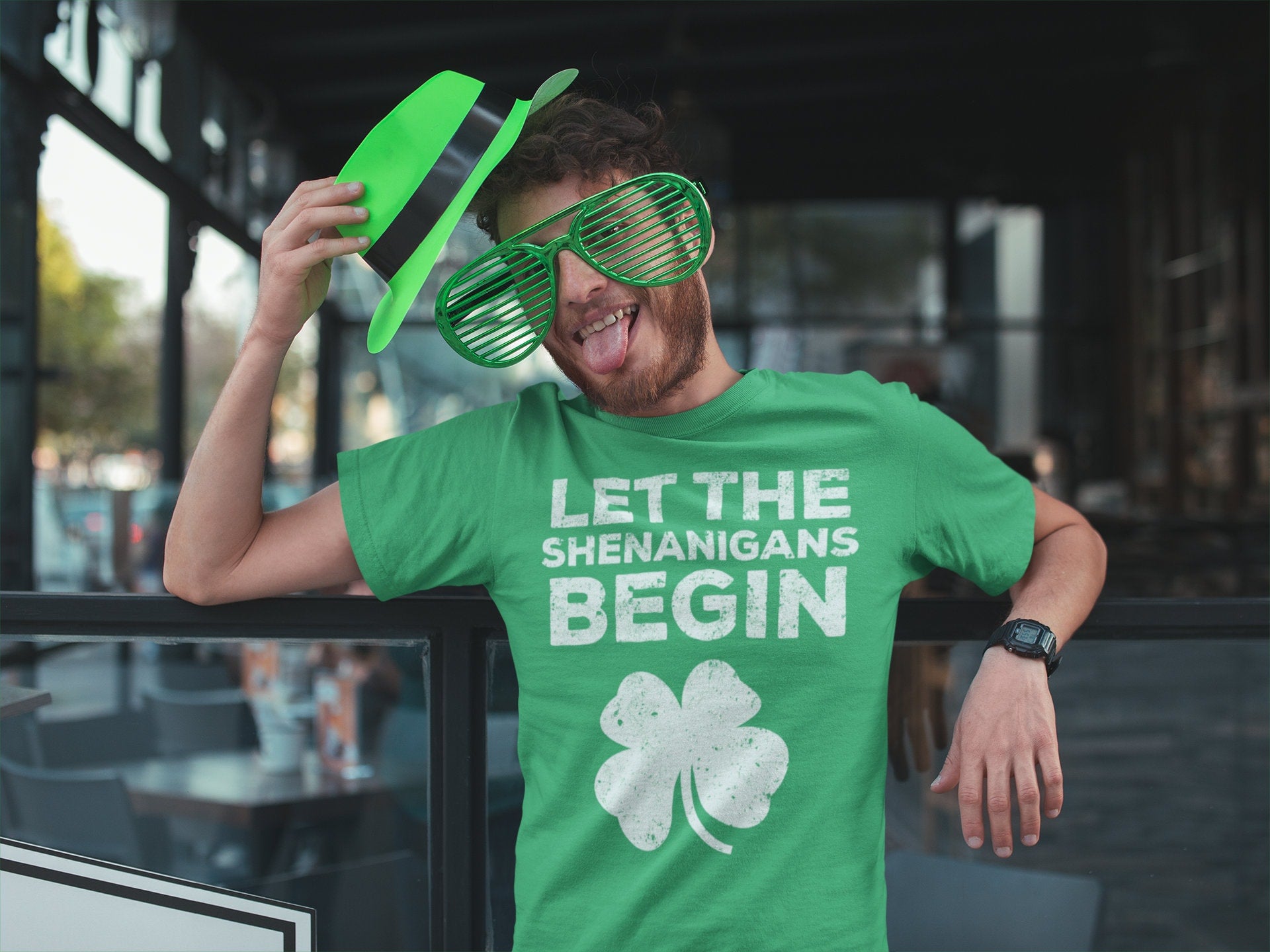 Let The Shenanigans Begin T-Shirt - Unisex Funny Mens Shenanigator Distressed Shirt - Vintage Irish TShirt Gift for St Patrick's Day 2025