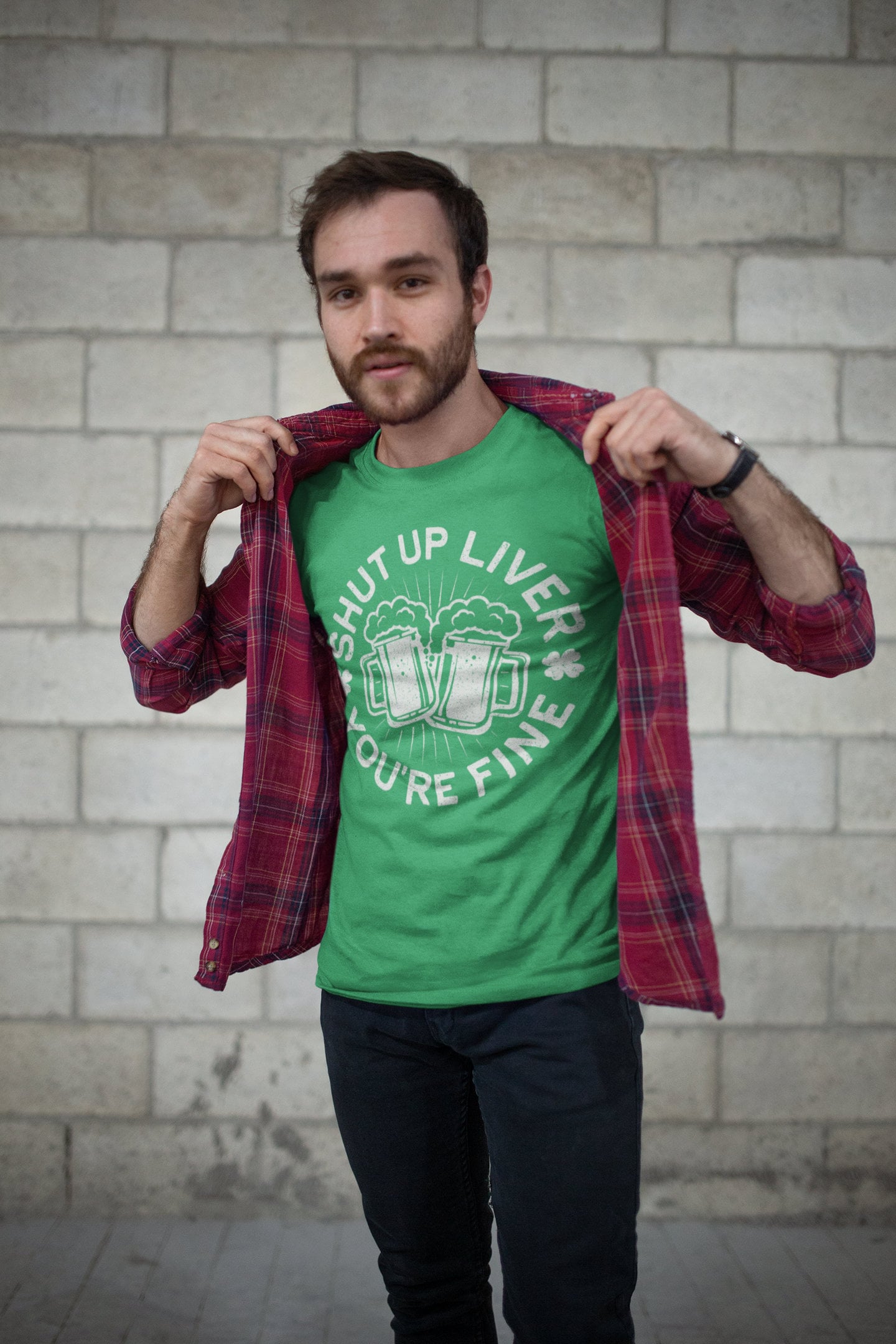 Shut Up Liver You're Fine T-Shirt - Unisex Funny Mens Drinking Shirt - Vintage Craft Beer TShirt Gift for St Patrick's Day 2025