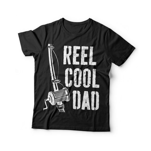 Reel Cool Dad T-Shirt - Unisex Funny Mens Papa Grandpa Fisherman Gift Shirt - Vintage Dad Fishing TShirt for Father's Day Christmas