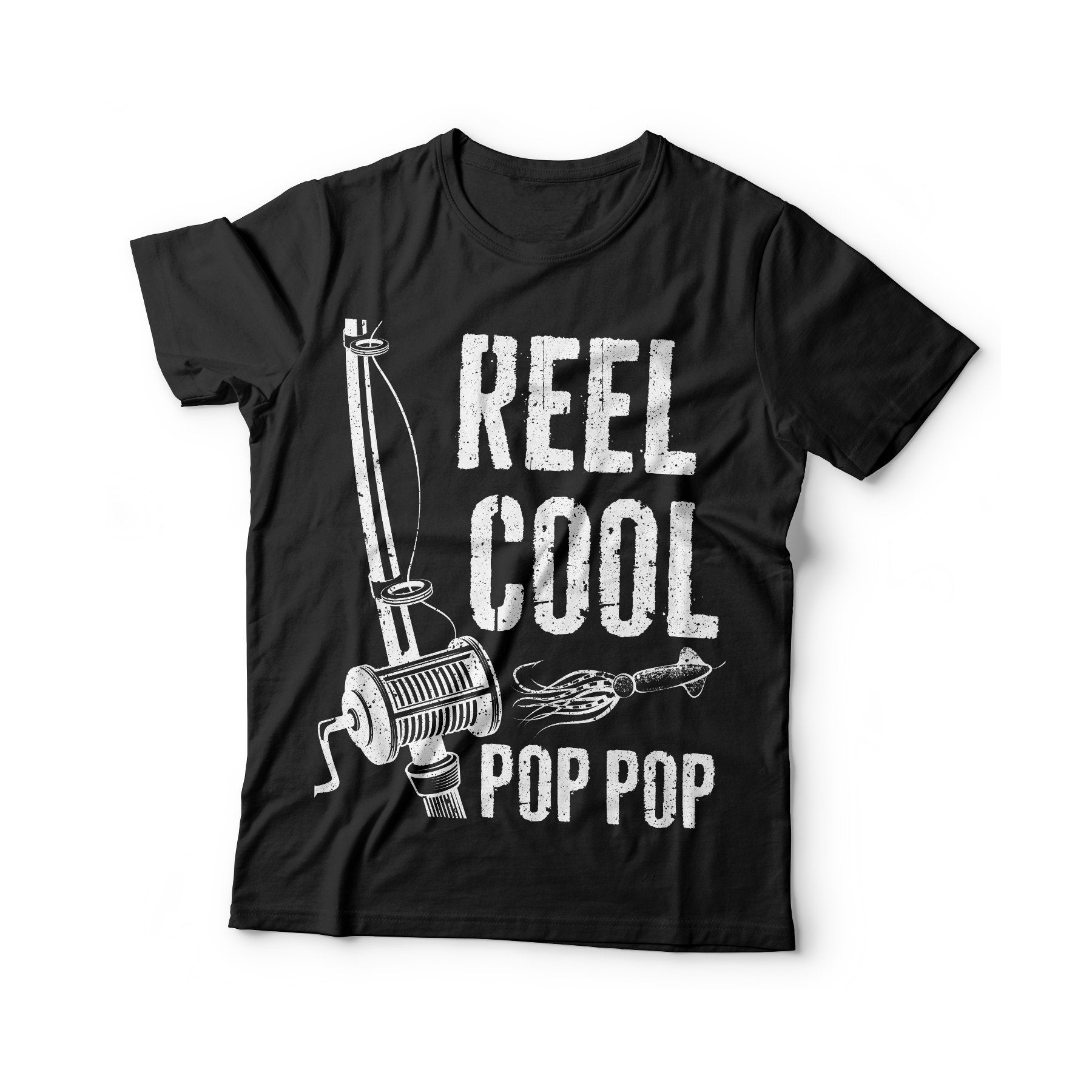 Reel Cool Pop Pop T-Shirt - Unisex Funny Mens Dad Grandpa Fisherman Gift Shirt - Vintage Papa Fishing TShirt for Father's Day Christmas