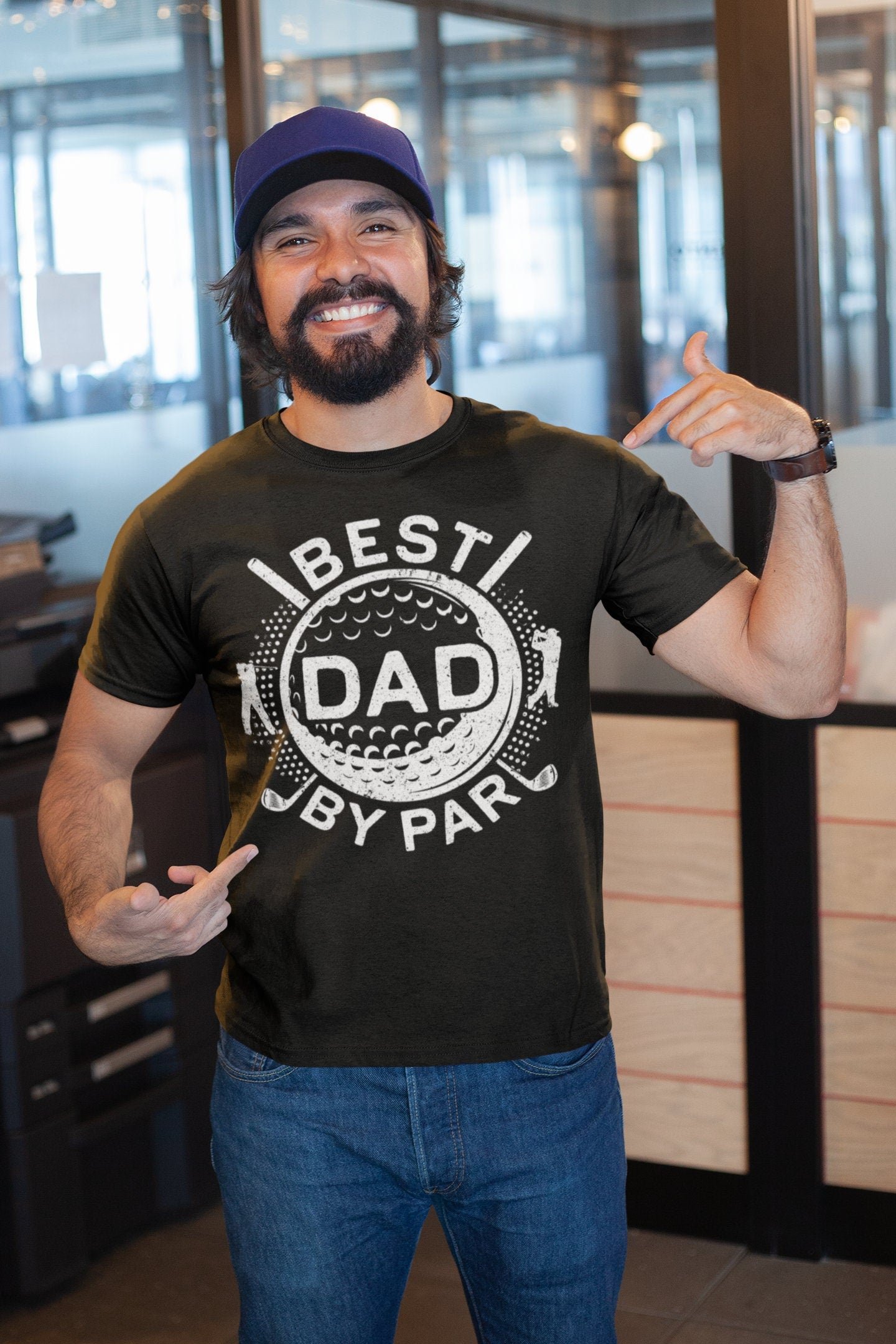 Best Dad By Par T-Shirt - Unisex Funny Mens Golfer Papa Daddy Shirt - Vintage Golf Dad TShirt Golfing Gift for Father's Day