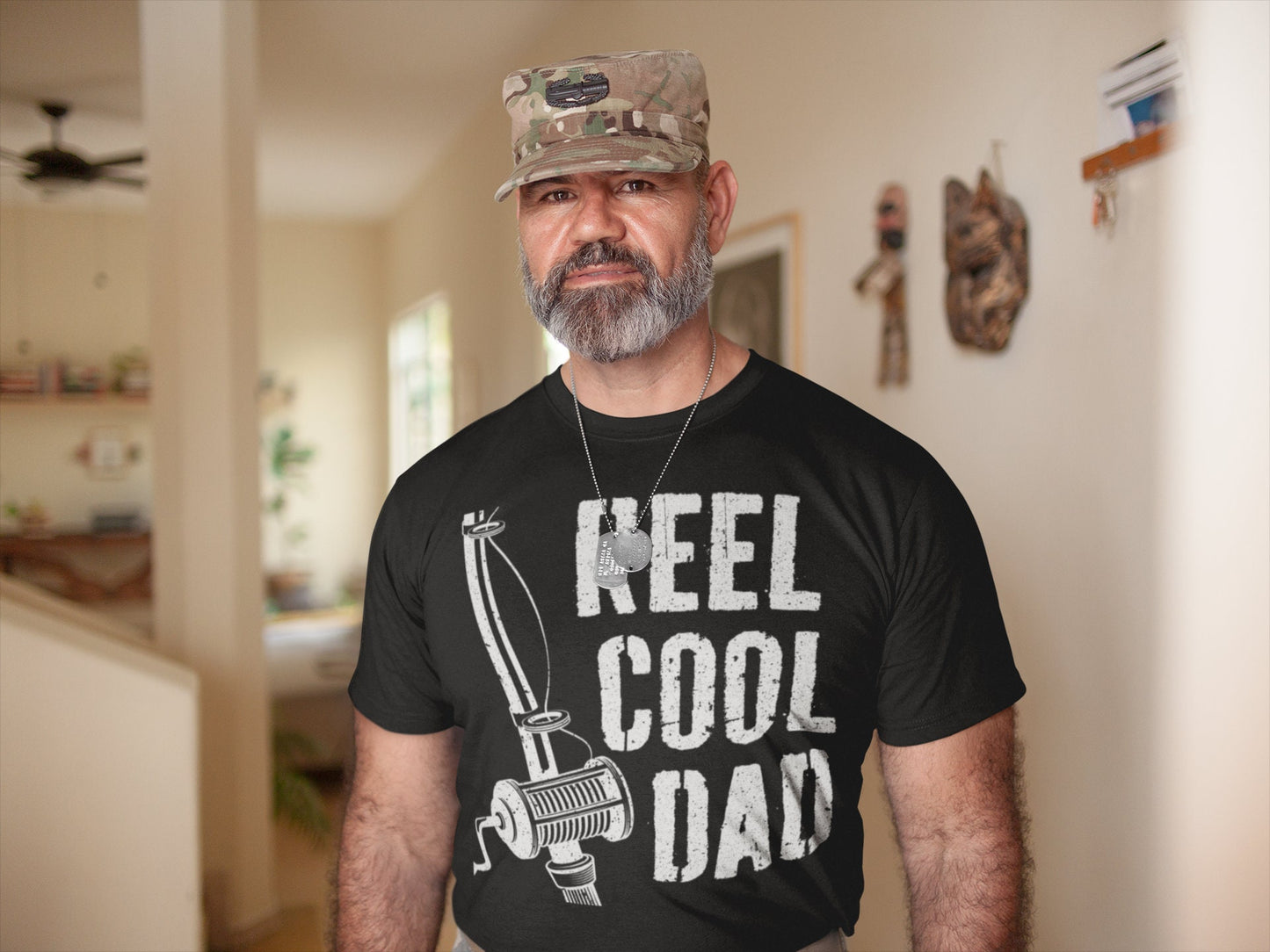 Reel Cool Dad T-Shirt - Unisex Funny Mens Papa Grandpa Fisherman Gift Shirt - Vintage Dad Fishing TShirt for Father's Day Christmas