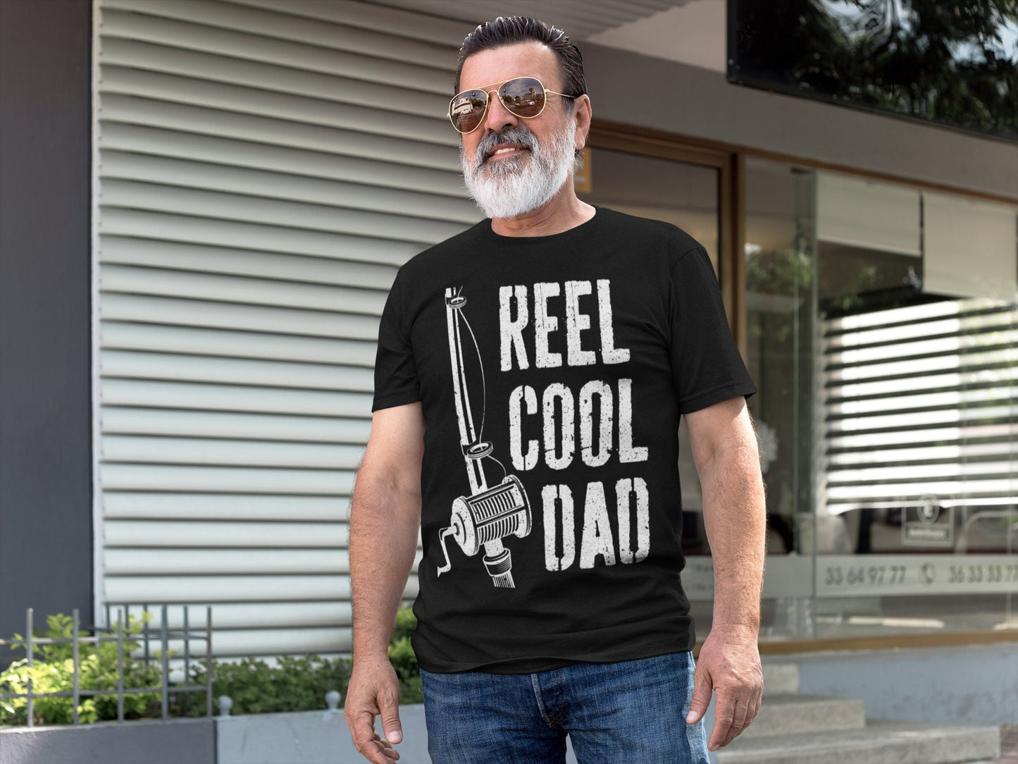 Reel Cool Dad T-Shirt - Unisex Funny Mens Papa Grandpa Fisherman Gift Shirt - Vintage Dad Fishing TShirt for Father's Day Christmas