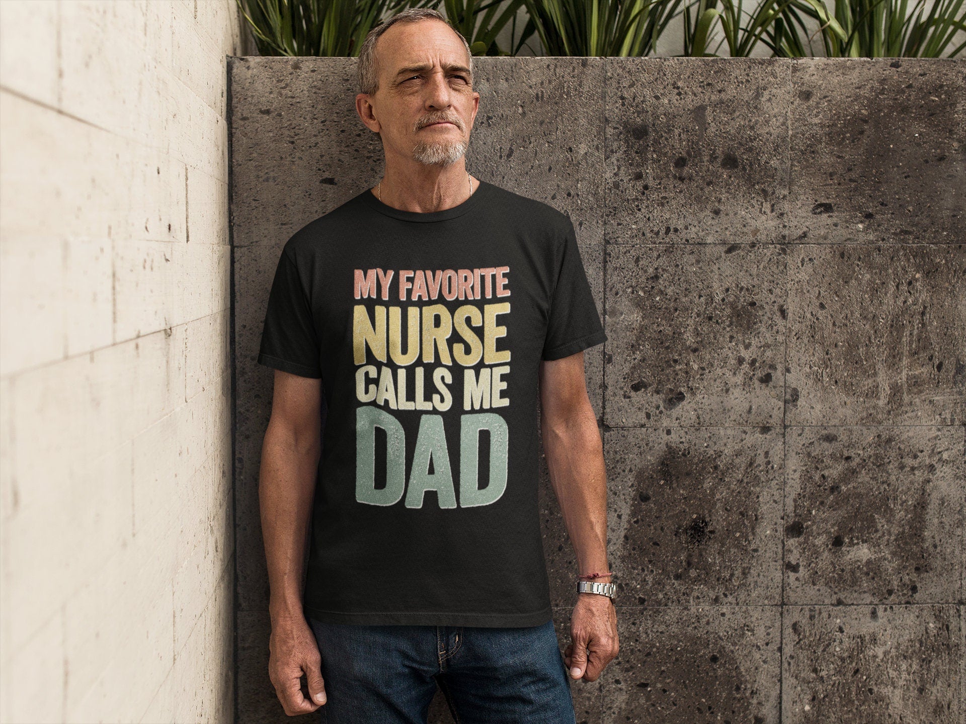 My Favorite Nurse Calls Me Dad T-Shirt - Unisex Funny Mens Best Nurse's Dad Shirt - Vintage Nurse Papa TShirt for Father's Day Christmas