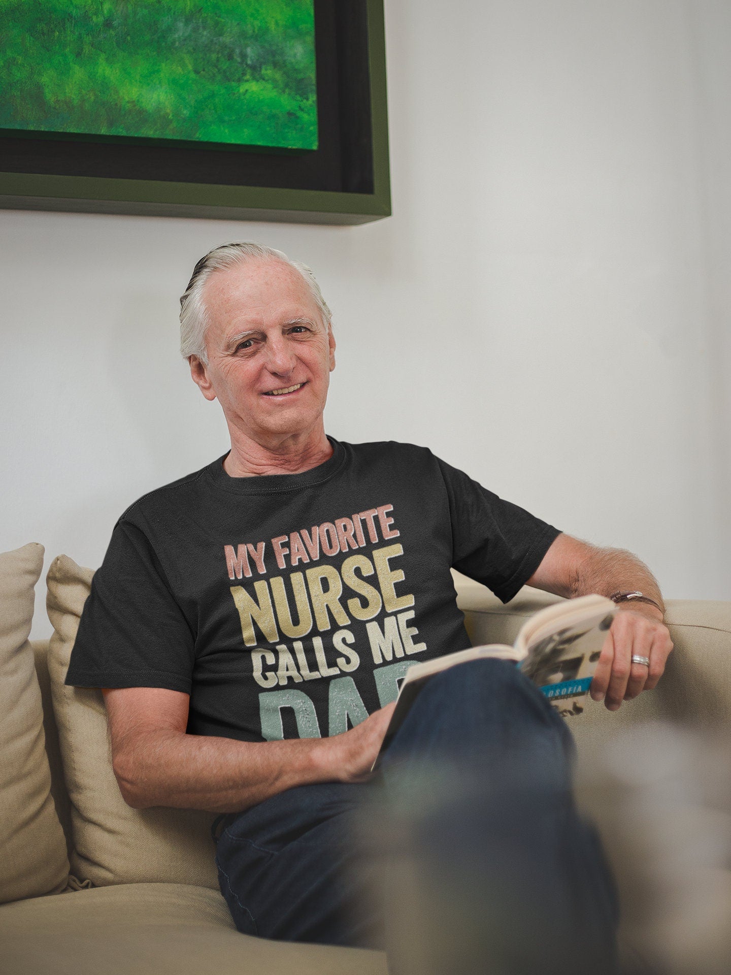 My Favorite Nurse Calls Me Dad T-Shirt - Unisex Funny Mens Best Nurse's Dad Shirt - Vintage Nurse Papa TShirt for Father's Day Christmas