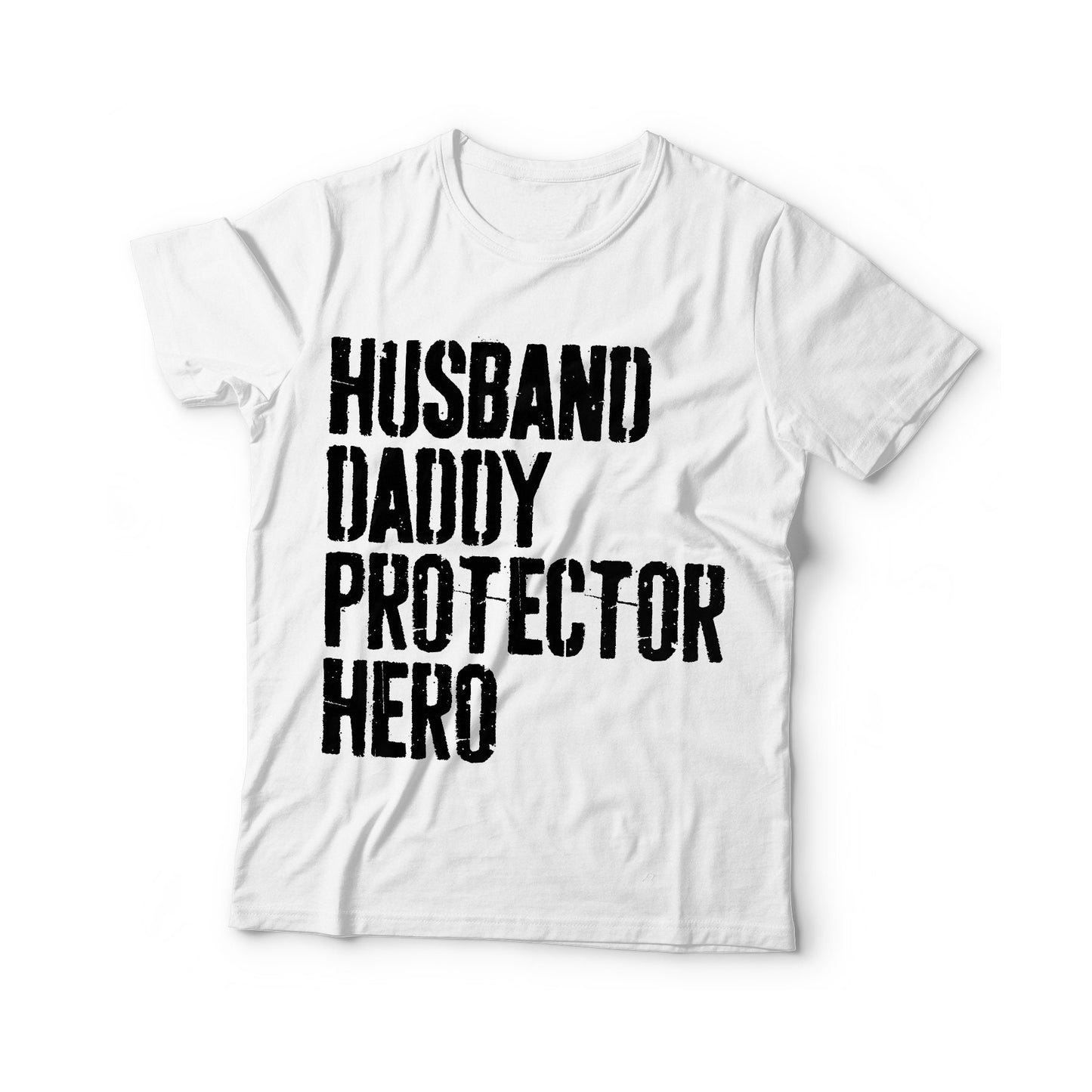 Husband Daddy Protector Hero T-Shirt - Unisex Funny Mens Best Papa Shirt - Vintage Dad TShirt for Father's Day