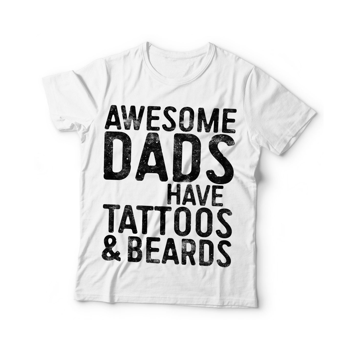 Awesome Dads Have Tattoos And Beards T-Shirt - Unisex Funny Mens Bearded Papa Dad Shirt - Vintage Grandpa TShirt for Father's Day Christmas