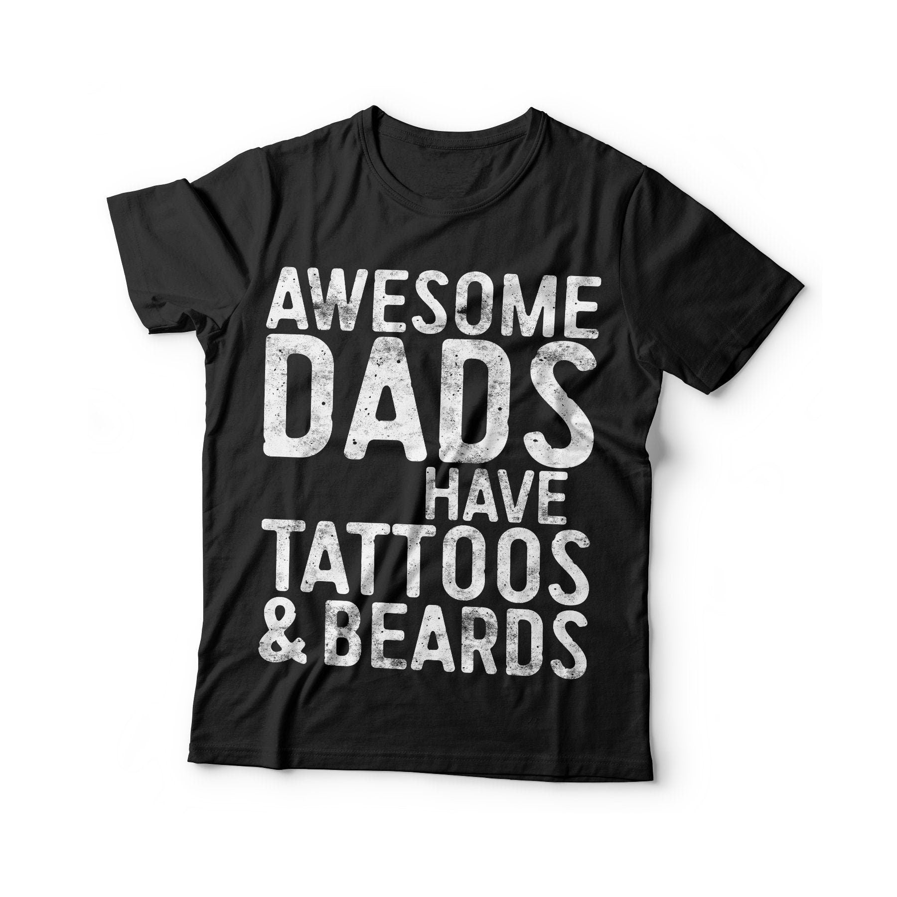 Awesome Dads Have Tattoos And Beards T-Shirt - Unisex Funny Mens Bearded Papa Dad Shirt - Vintage Grandpa TShirt for Father's Day Christmas