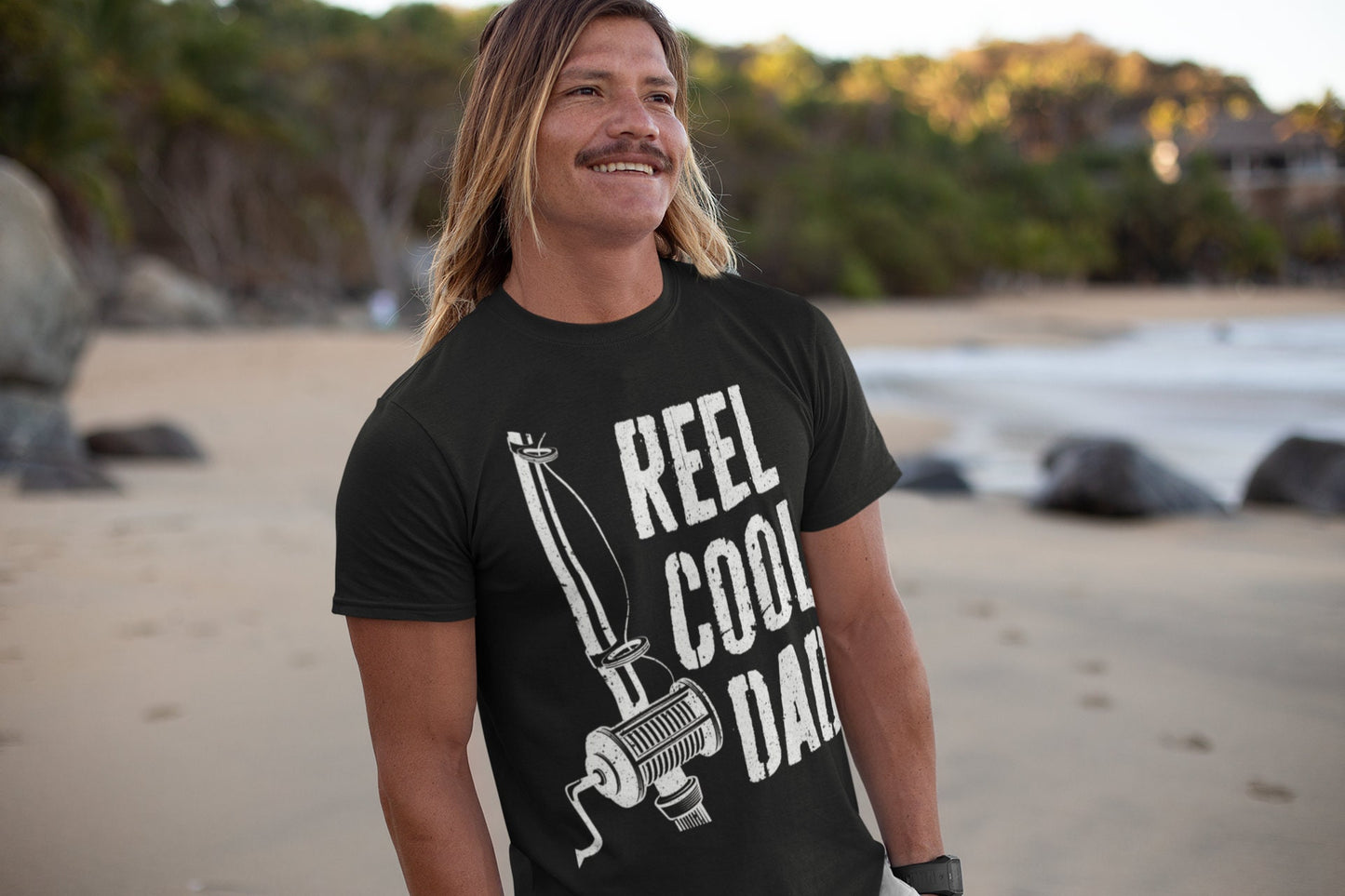 Reel Cool Dad T-Shirt - Unisex Funny Mens Papa Grandpa Fisherman Gift Shirt - Vintage Dad Fishing TShirt for Father's Day Christmas