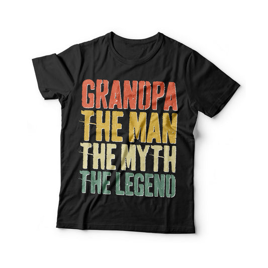 Grandpa The Man The Myth The Legend T-Shirt - Unisex Funny Mens Best Papa Shirt - Vintage Grandpa TShirt for Father's Day Christmas