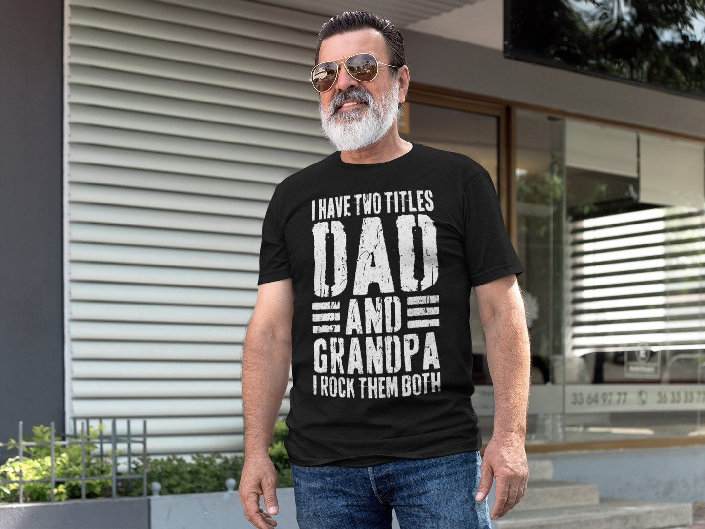 I Have Two Titles Dad And Grandpa I Rock Them Both T-Shirt - Unisex Funny Mens Best Papa Shirt - Vintage New Grandpa TShirt for Father's Day