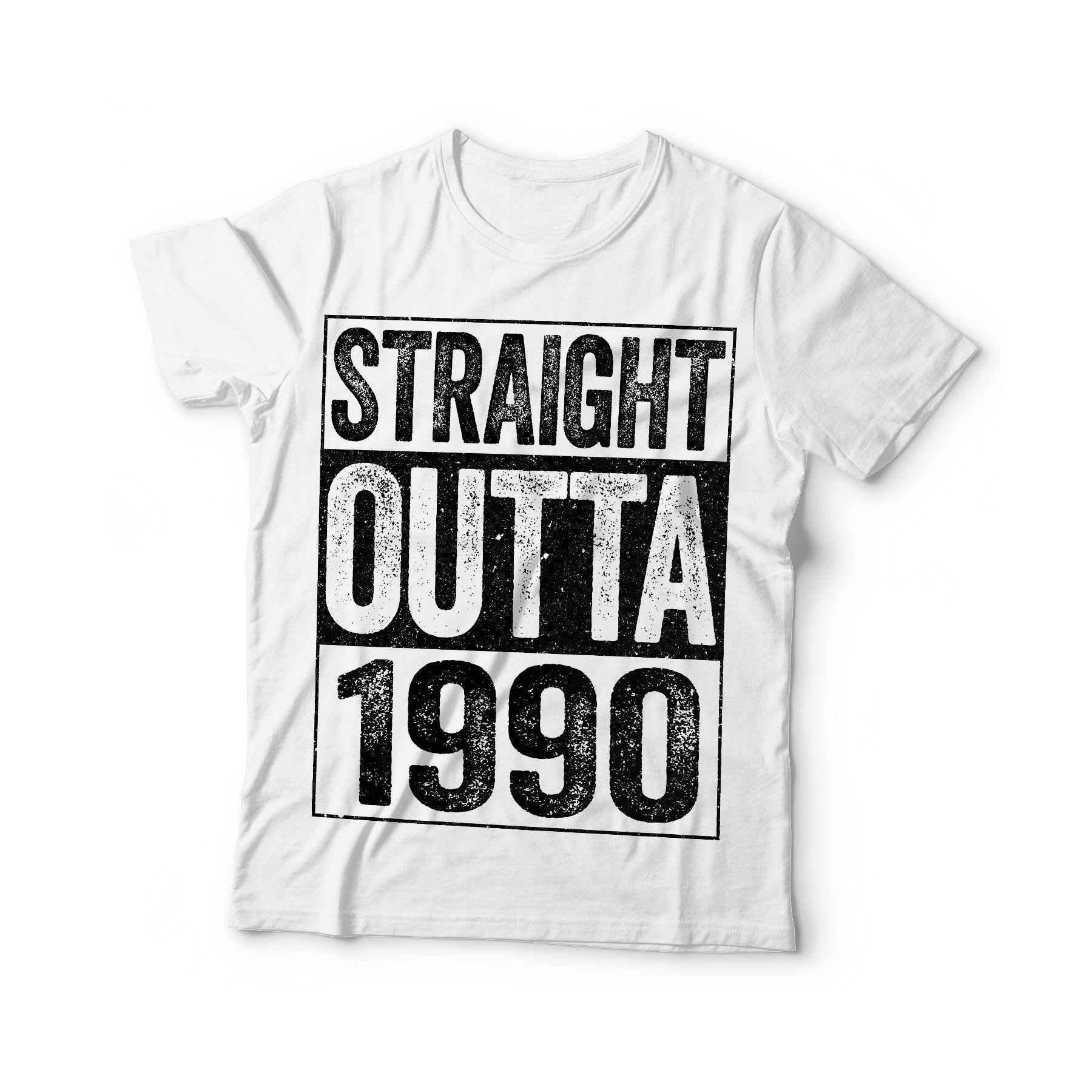 Straight Outta 1990 T-Shirt - Unisex Funny 35 AF Mens 35rd Birthday Shirt - Born in 1990 Gift Vintage TShirt for Father's Day Christmas