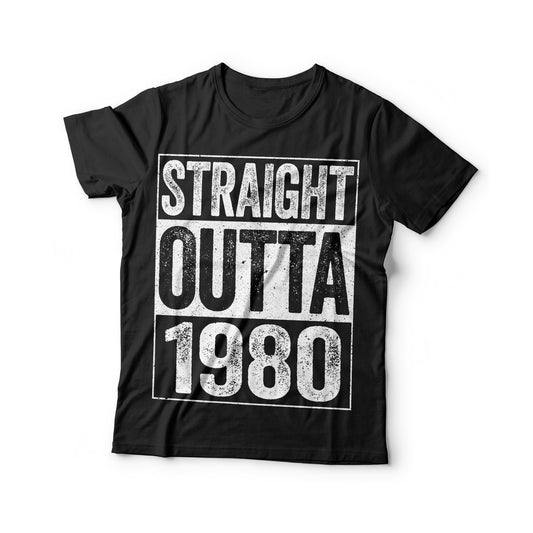 Straight Outta 1980 T-Shirt - Unisex Funny 45 AF Mens 45rd Birthday Shirt - Born in 1980 Gift Vintage TShirt for Father's Day Christmas