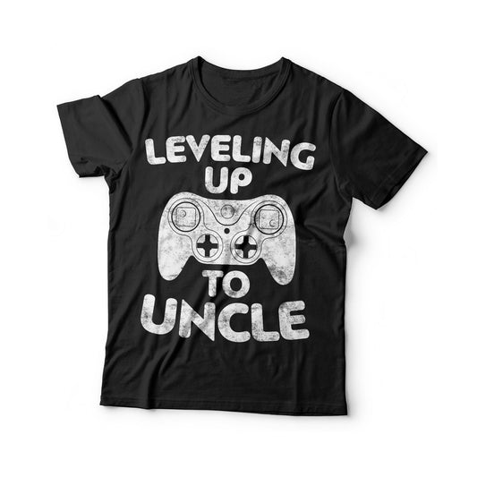 Leveling Up To Uncle T-Shirt - Unisex Funny Mens Uncle Level Unlocked Gamer Shirt - Retro Gaming Gift TShirt for Father's Day Birthday