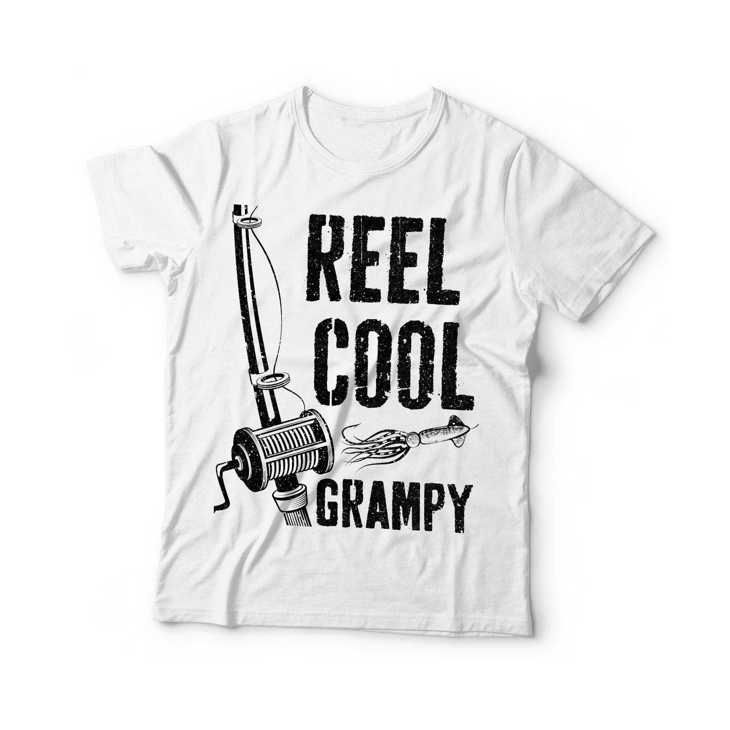 Reel Cool Grampy T-Shirt - Unisex Funny Mens Papa Dad Fisherman Gift Shirt - Vintage Grandpa Fishing TShirt for Father's Day Christmas