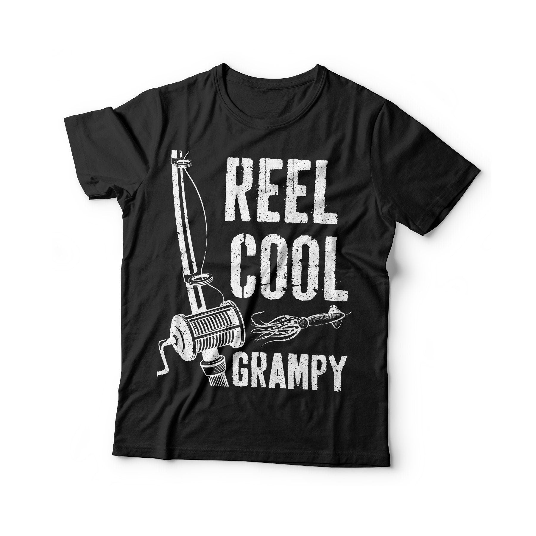 Reel Cool Grampy T-Shirt - Unisex Funny Mens Papa Dad Fisherman Gift Shirt - Vintage Grandpa Fishing TShirt for Father's Day Christmas