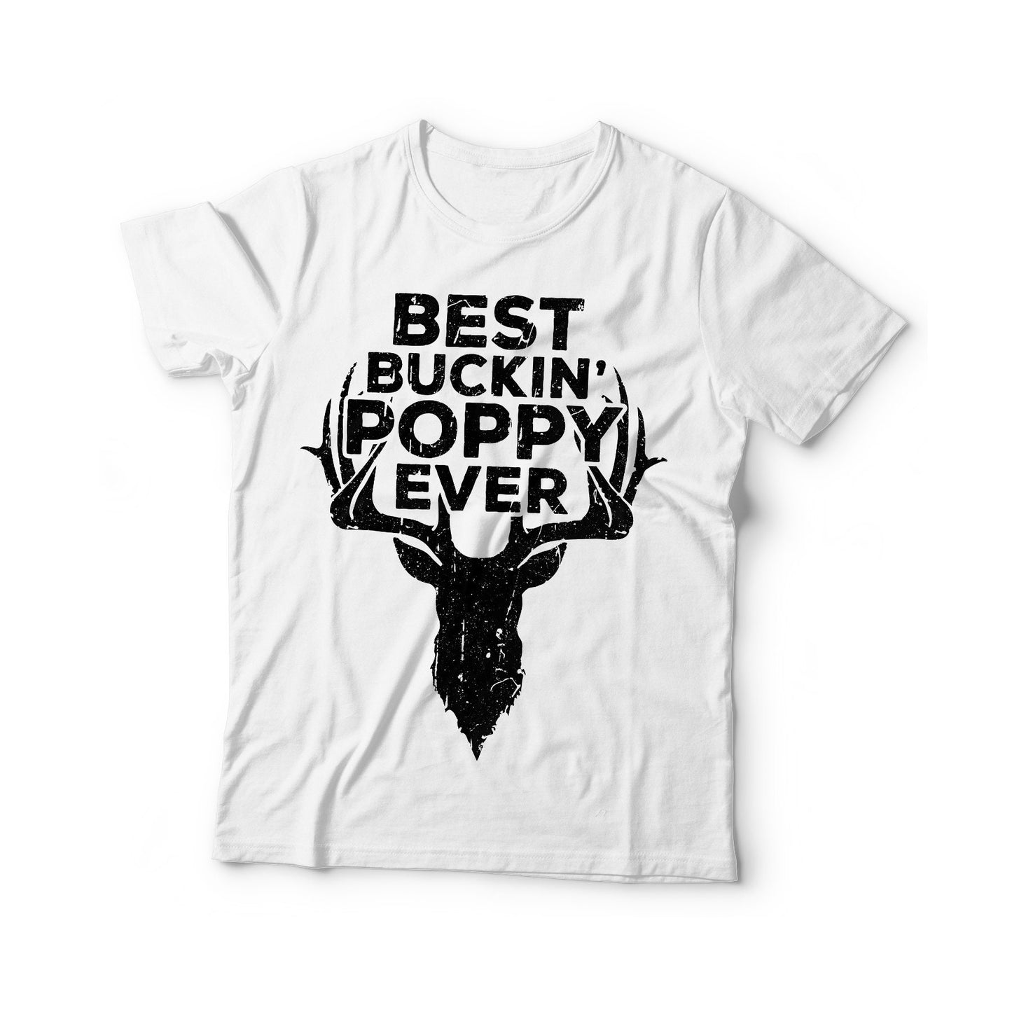 Best Buckin' Poppy Ever T-Shirt - Unisex Funny Mens Papa Grandpa Hunting Gift Shirt - Vintage Deer Hunter Dad TShirt for Father's Day