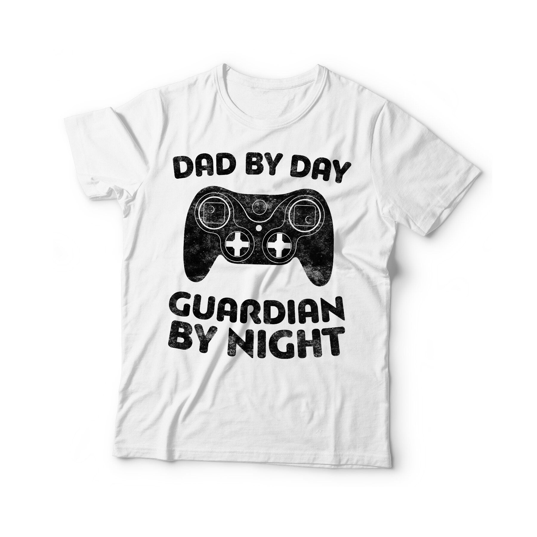 Dad By Day Guardian By Night T-Shirt - Unisex Funny Mens Dad Level Unlocked Gamer Shirt - Retro Gaming Gift TShirt for Father's Day Birthday