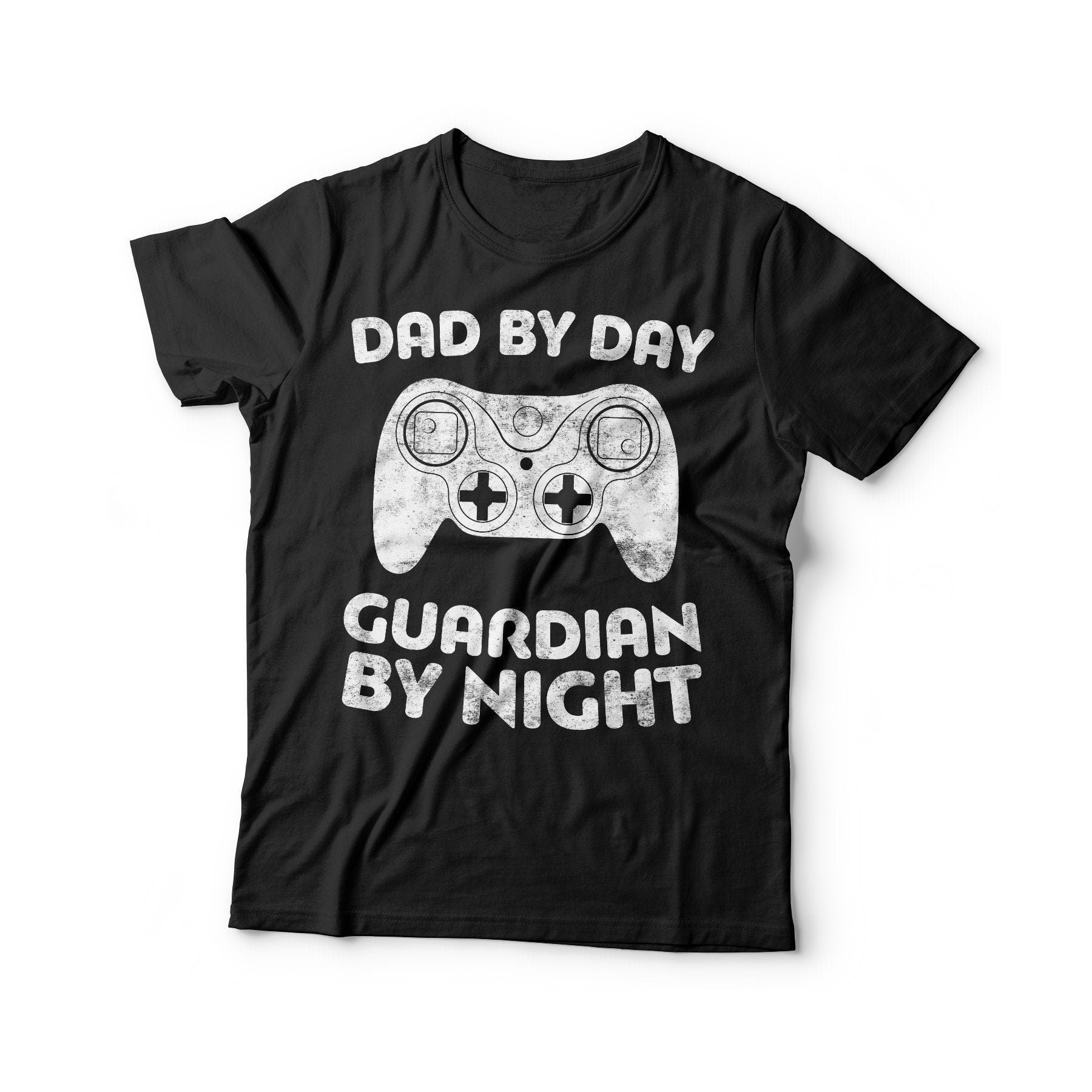 Dad By Day Guardian By Night T-Shirt - Unisex Funny Mens Dad Level Unlocked Gamer Shirt - Retro Gaming Gift TShirt for Father's Day Birthday