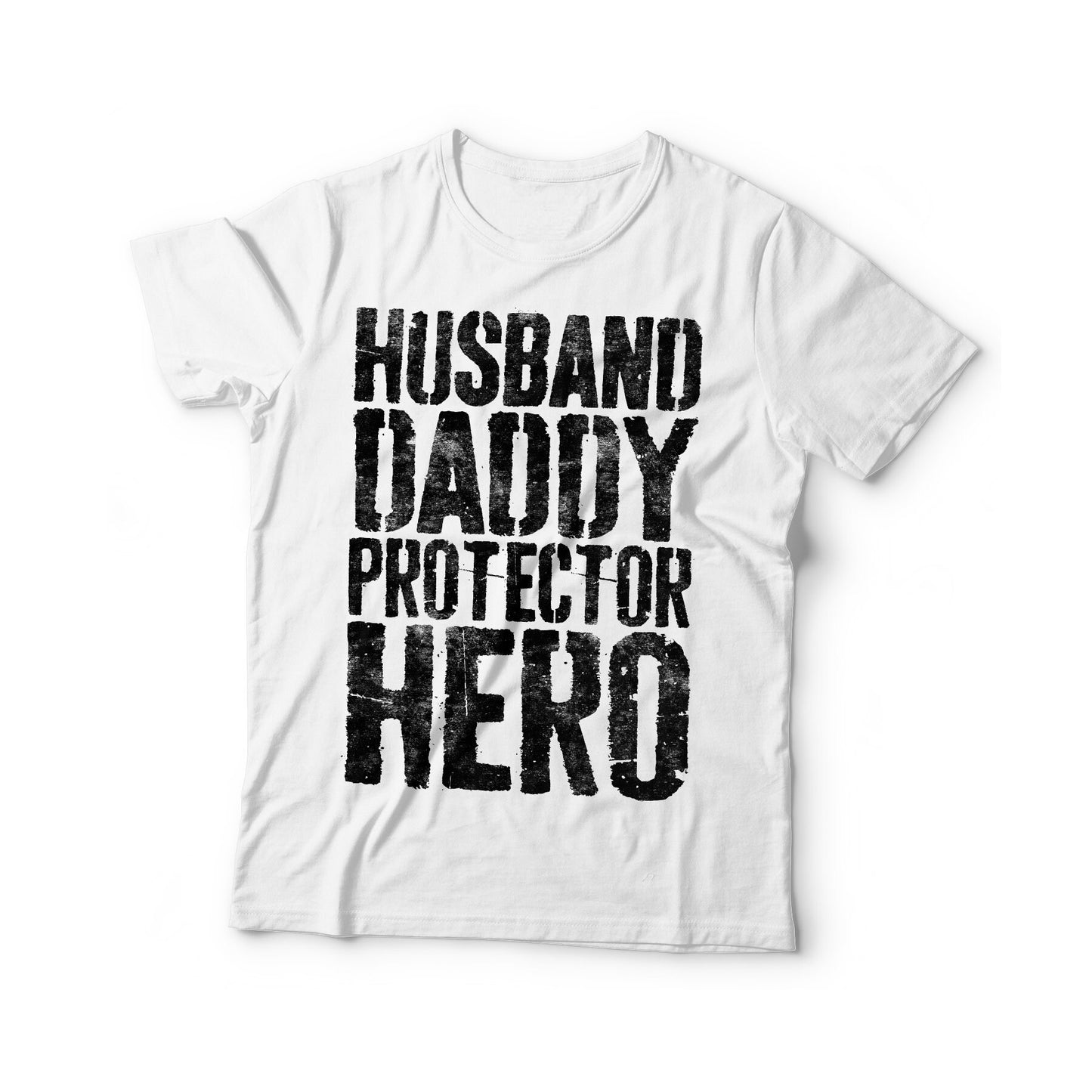 Husband Daddy Protector Hero T-Shirt - Unisex Funny Mens Papa Grandpa Shirt - Vintage Dad TShirt for Father's Day Birthday Christmas