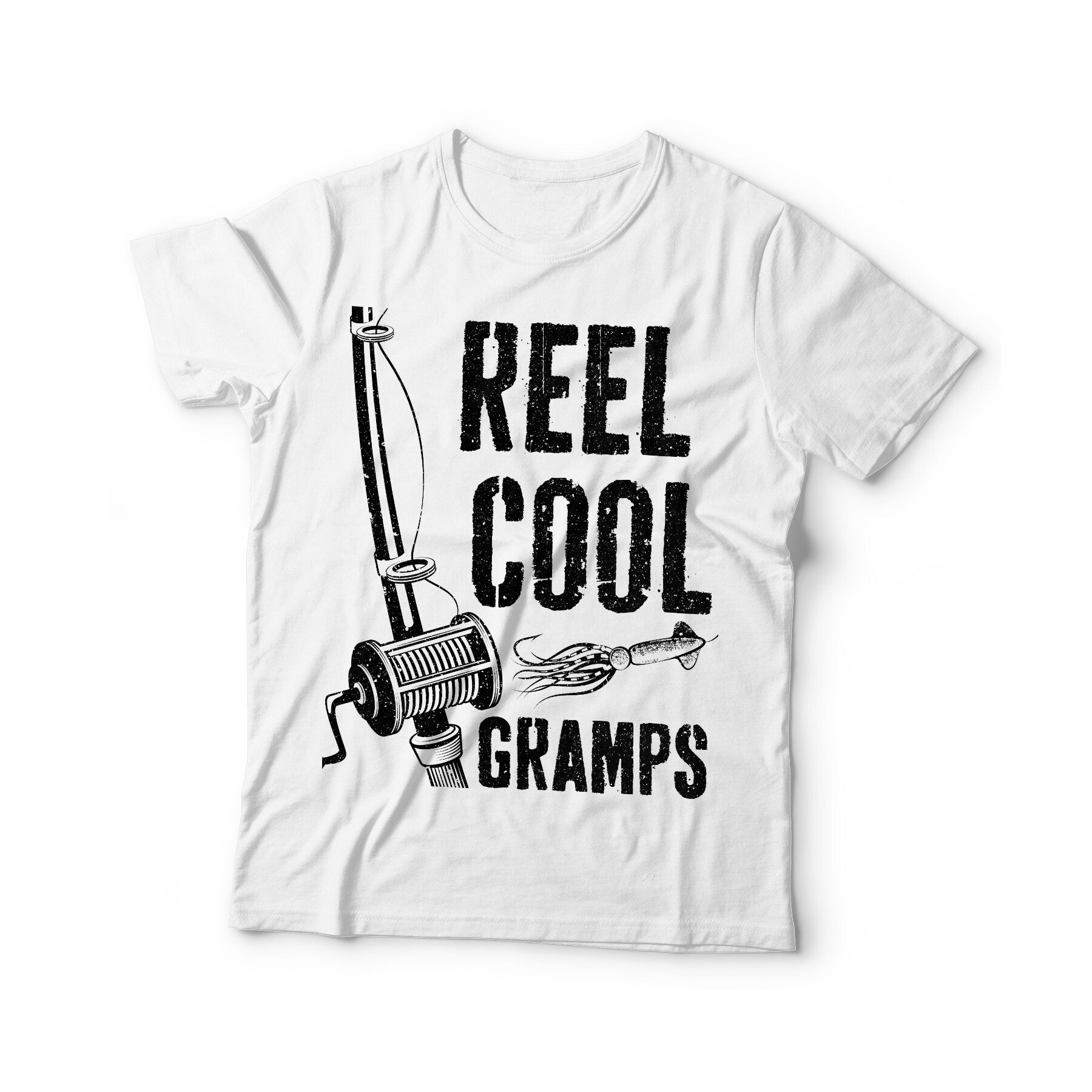 Reel Cool Gramps T-Shirt - Unisex Funny Mens Papa Dad Fisherman Gift Shirt - Vintage Grandpa Fishing TShirt for Father's Day Christmas