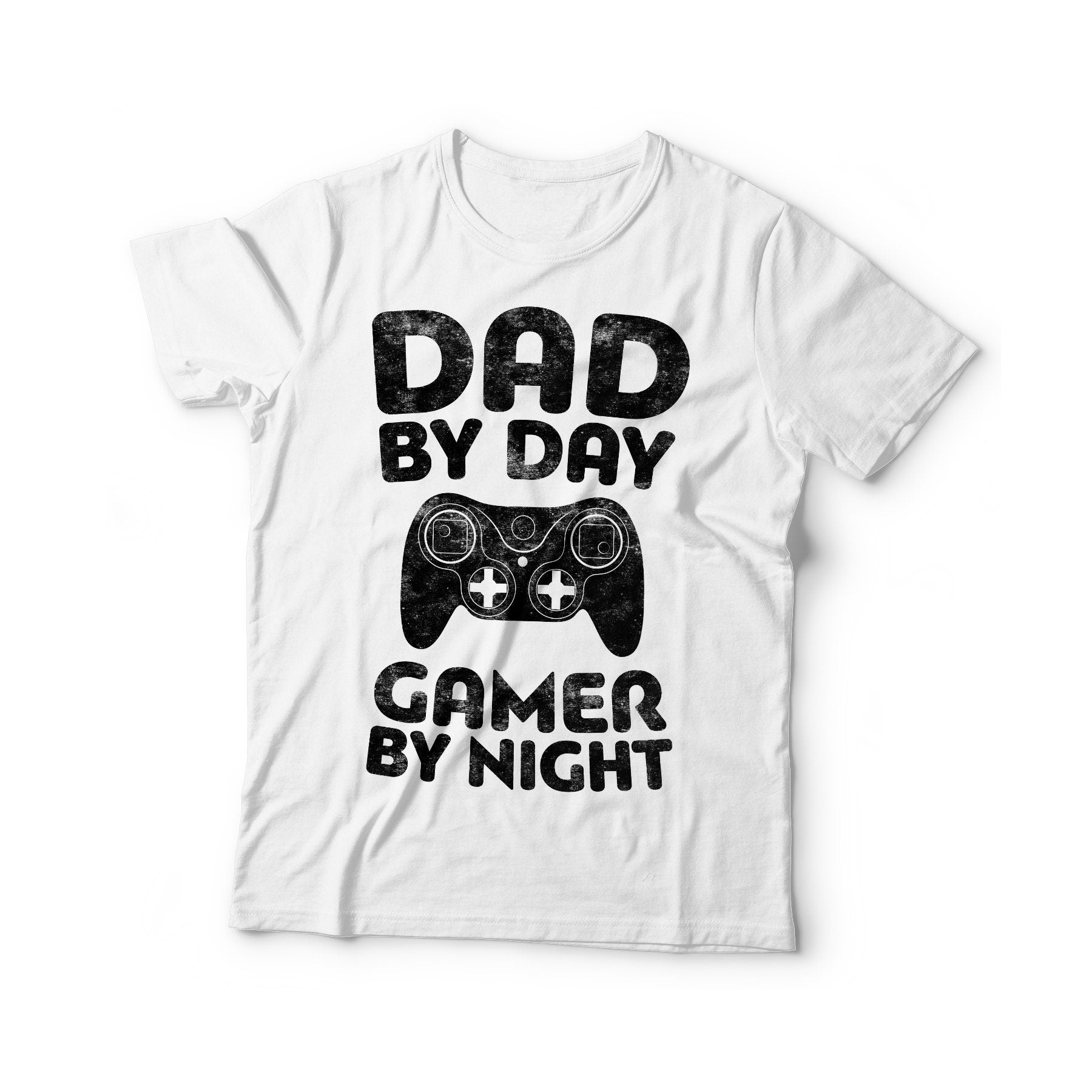 Dad By Day Gamer By Night T-Shirt - Unisex Funny Mens Dad Level Unlocked Gamer Shirt - Retro Gaming Gift TShirt for Father's Day Birthday