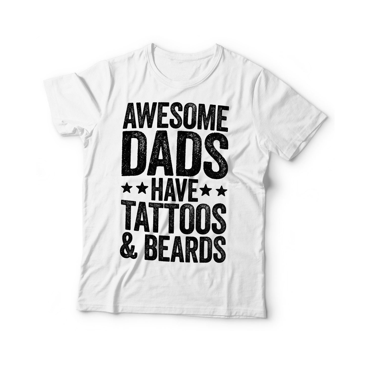 Awesome Dads Have Tattoos And Beards T-Shirt - Unisex Funny Mens Bearded Papa Dad Shirt - Vintage Grandpa TShirt for Father's Day Christmas