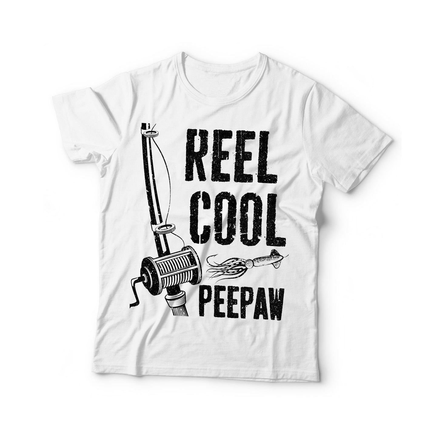 Reel Cool Peepaw T-Shirt - Unisex Funny Mens Papa Dad Fisherman Gift Shirt - Vintage Grandpa Fishing TShirt for Father's Day Christmas