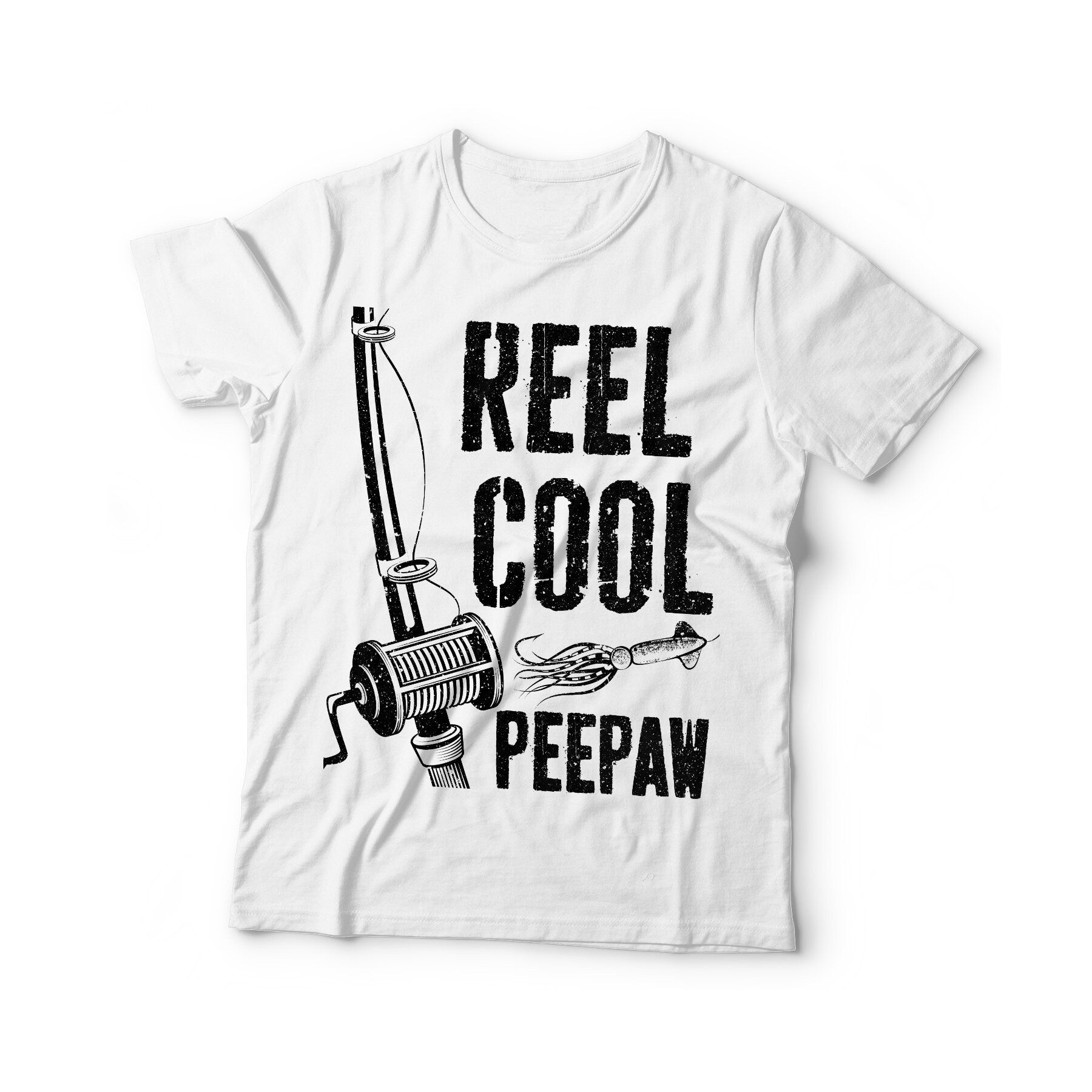 Reel Cool Peepaw T-Shirt - Unisex Funny Mens Papa Dad Fisherman Gift Shirt - Vintage Grandpa Fishing TShirt for Father's Day Christmas