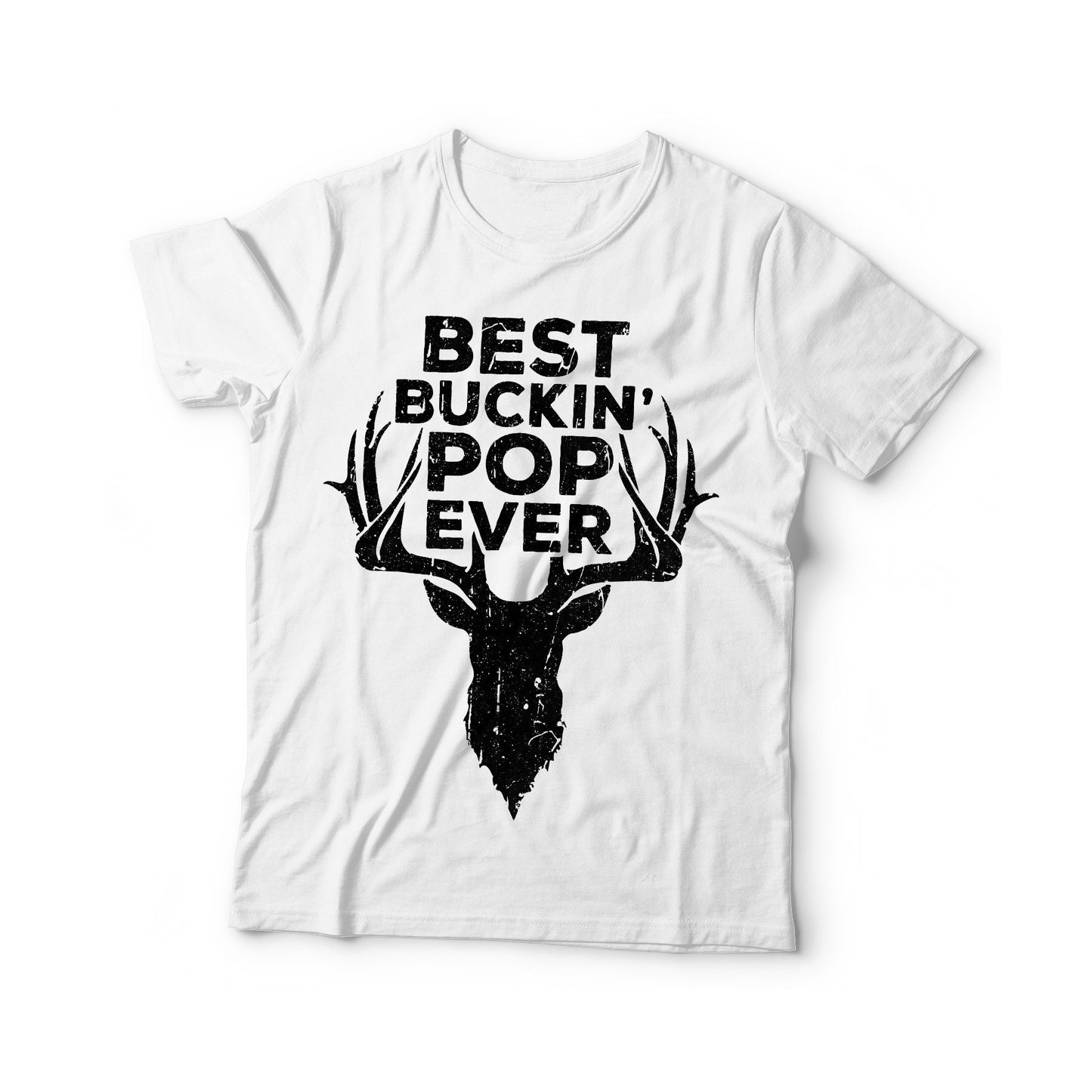 Best Buckin' Pop Ever T-Shirt - Funny Mens Papa Grandpa Hunting Gift Shirt - Vintage Deer Hunter Dad TShirt for Father's Day