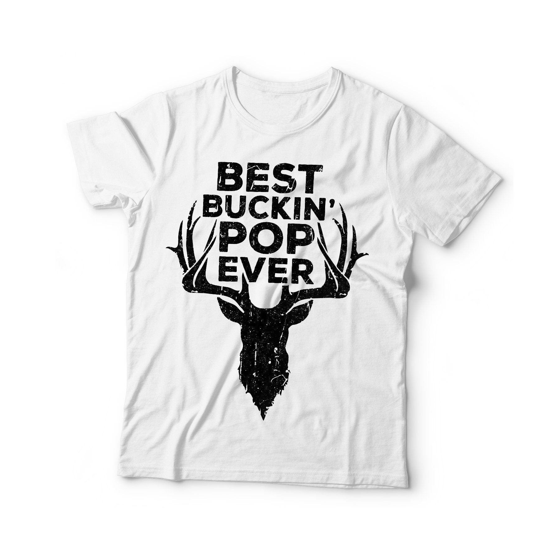 Best Buckin' Pop Ever T-Shirt - Funny Mens Papa Grandpa Hunting Gift Shirt - Vintage Deer Hunter Dad TShirt for Father's Day