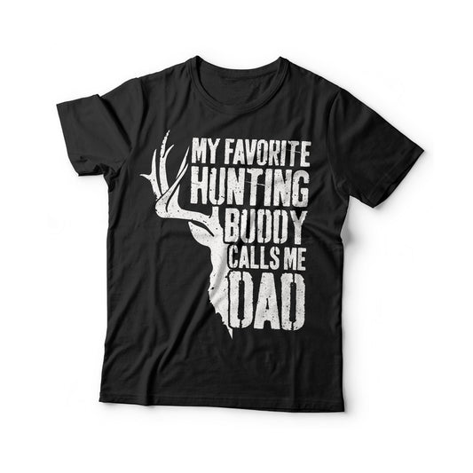 My Favorite Hunting Buddy Calls Me Dad T-Shirt - Funny Mens Papa Grandpa Hunting Gift Shirt - Vintage Deer Hunter TShirt for Father's Day