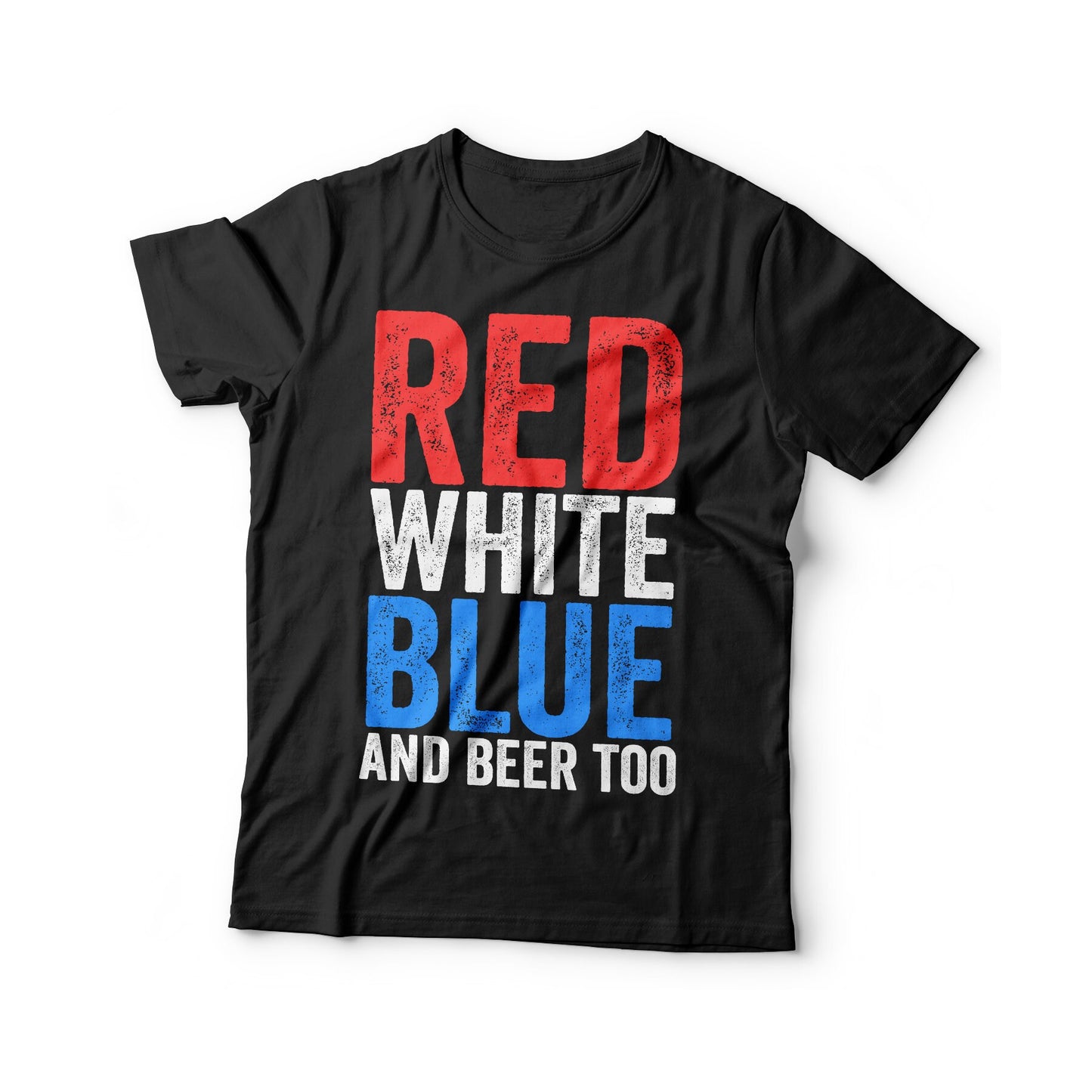 Red White Blue & Beer Too T-Shirt - Unisex Mens Funny America Shirt - Vintage USA Drinking Team TShirt Gift for Independence Day 4th of July