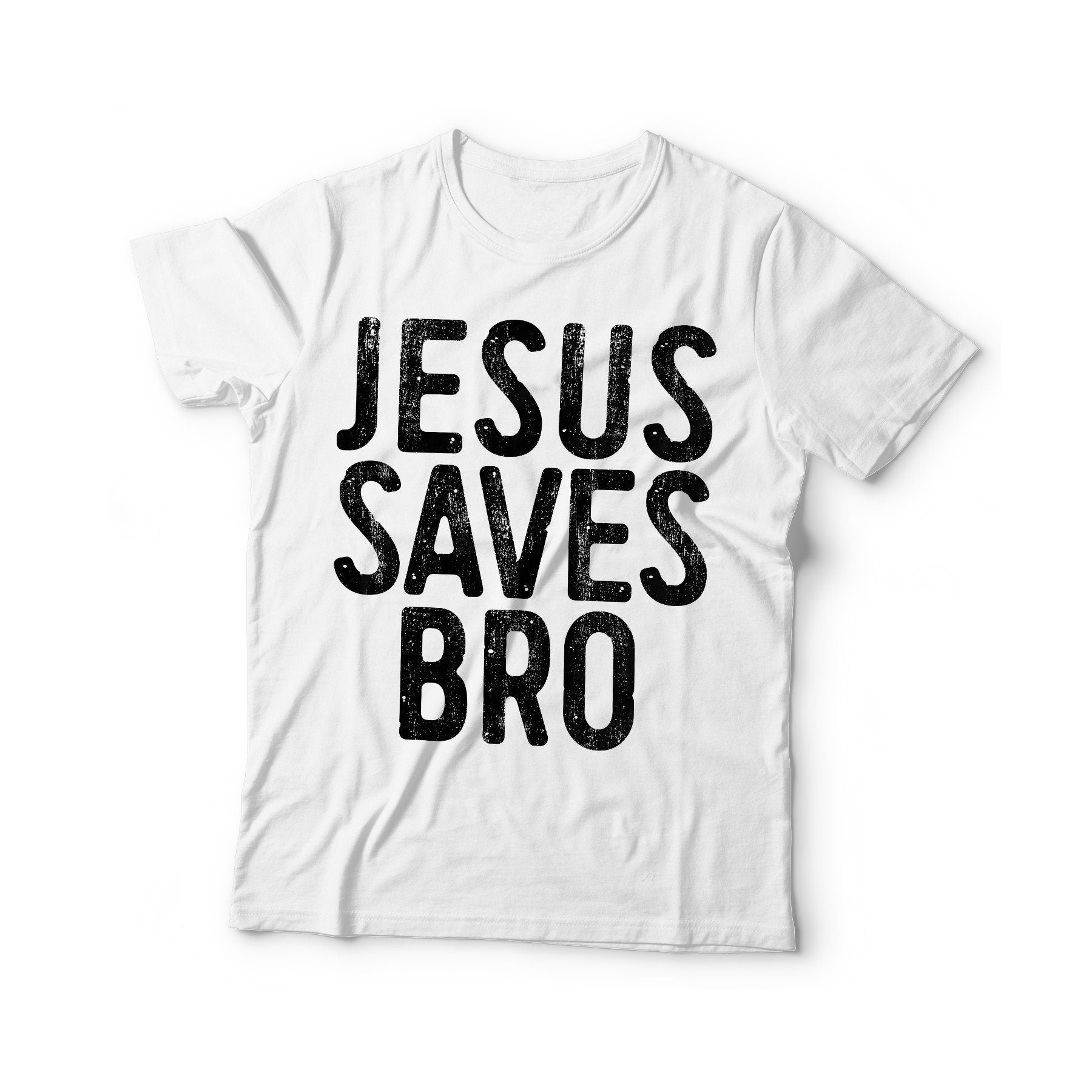 Jesus Saves Bro T-Shirt - Unisex Funny Mens Christian Shirt - Vintage Religion Gift TShirt for Birthday Christmas